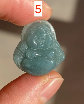 100% Natural blue gray green  Guatemala jadeite Jade  happy buddha pendant group BH58