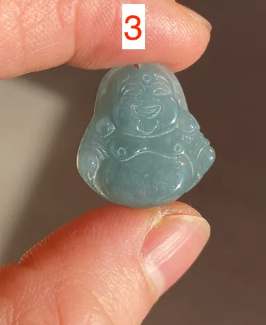 100% Natural blue gray green  Guatemala jadeite Jade  happy buddha pendant group BH58