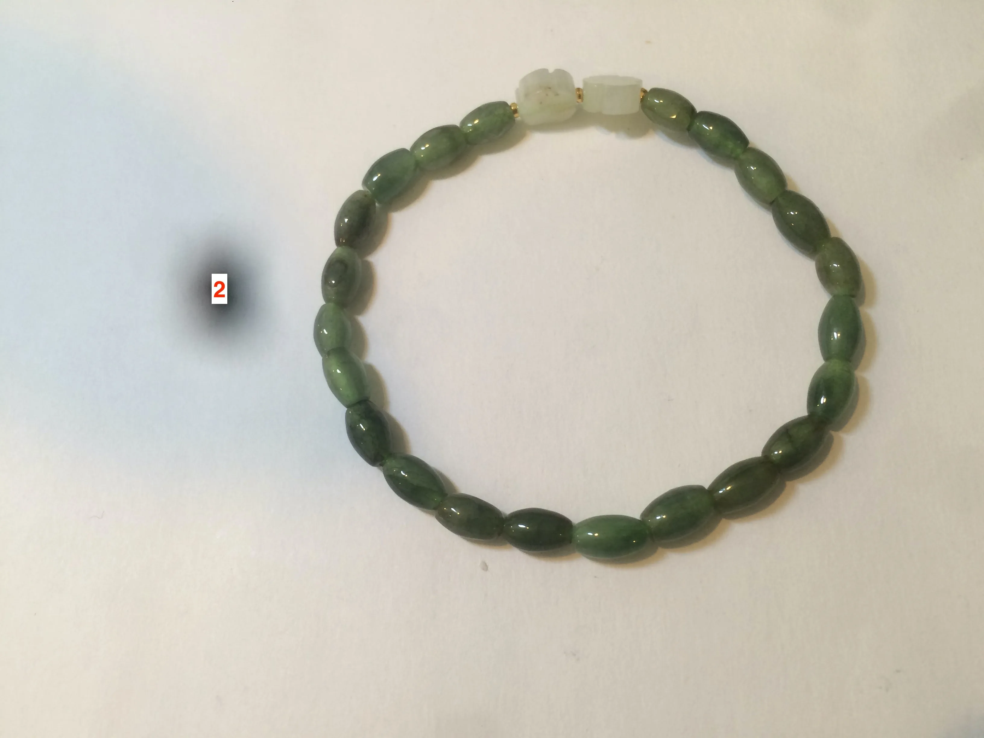 100% natural green/white Icy watery type A jadeite jade olive ancient Chinese coin/four-leaf clover bead bracelet  AS32