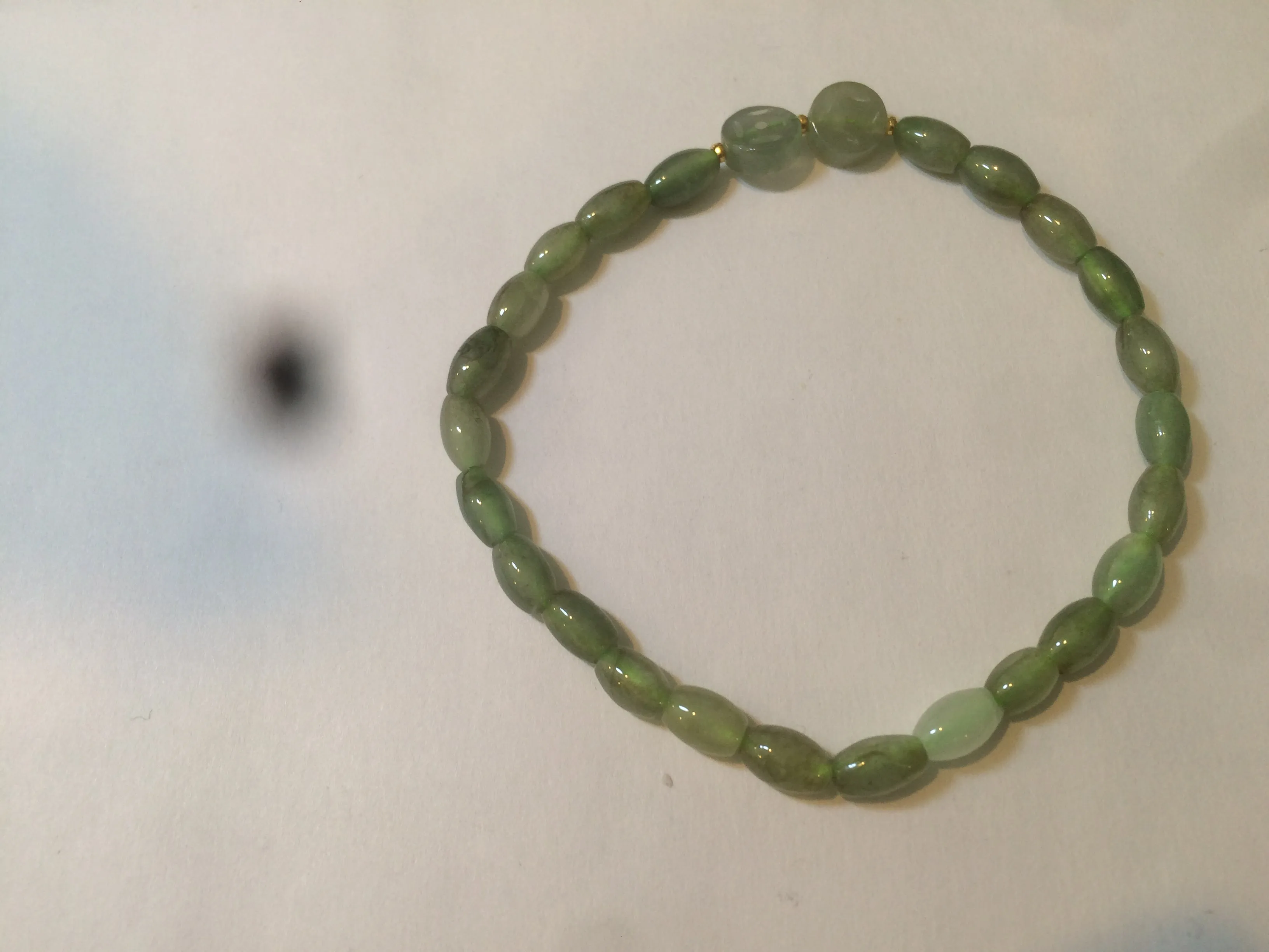 100% natural green/white Icy watery type A jadeite jade olive ancient Chinese coin/four-leaf clover bead bracelet  AS32