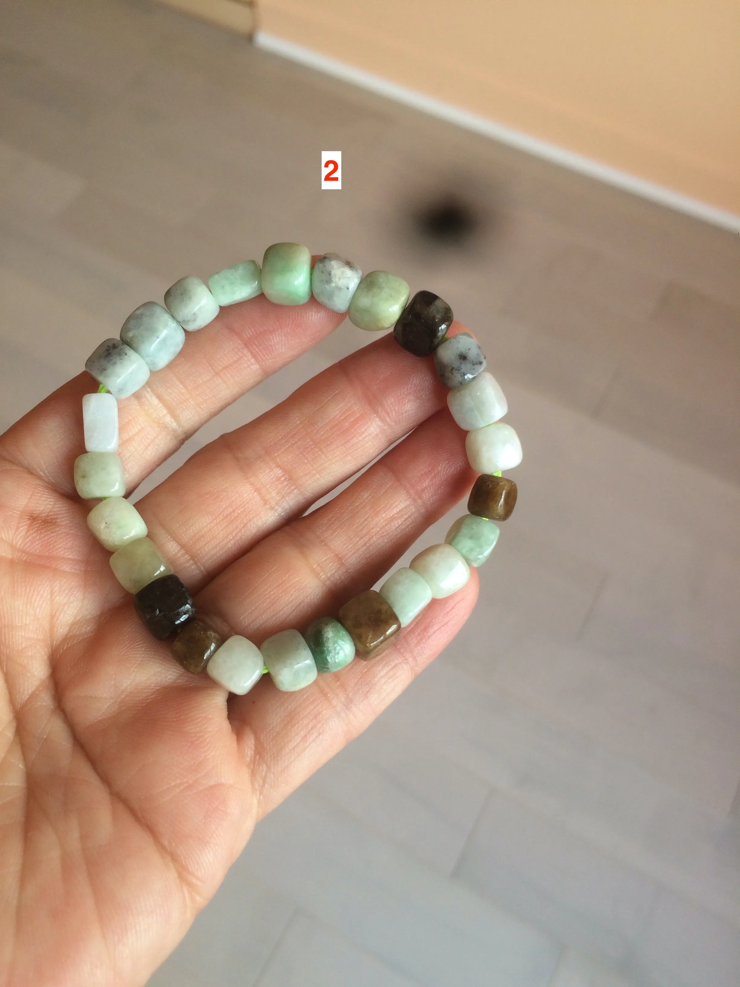 100% natural green/white/brown/black type A jadeite jade natural shape bead bracelet AT77