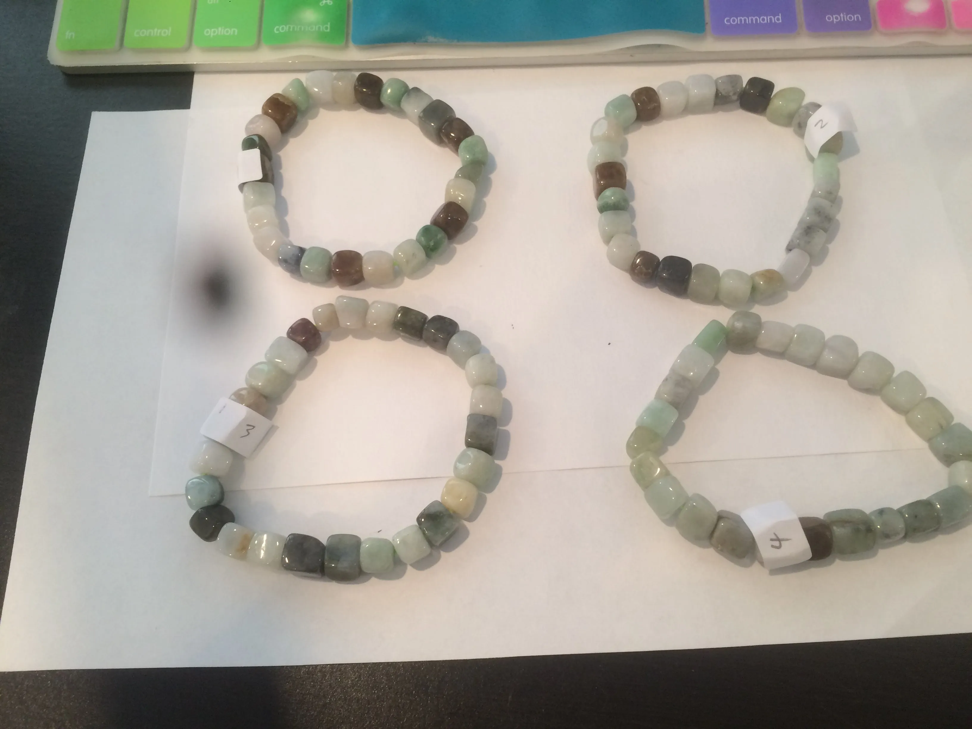 100% natural green/white/brown/black type A jadeite jade natural shape bead bracelet AT77