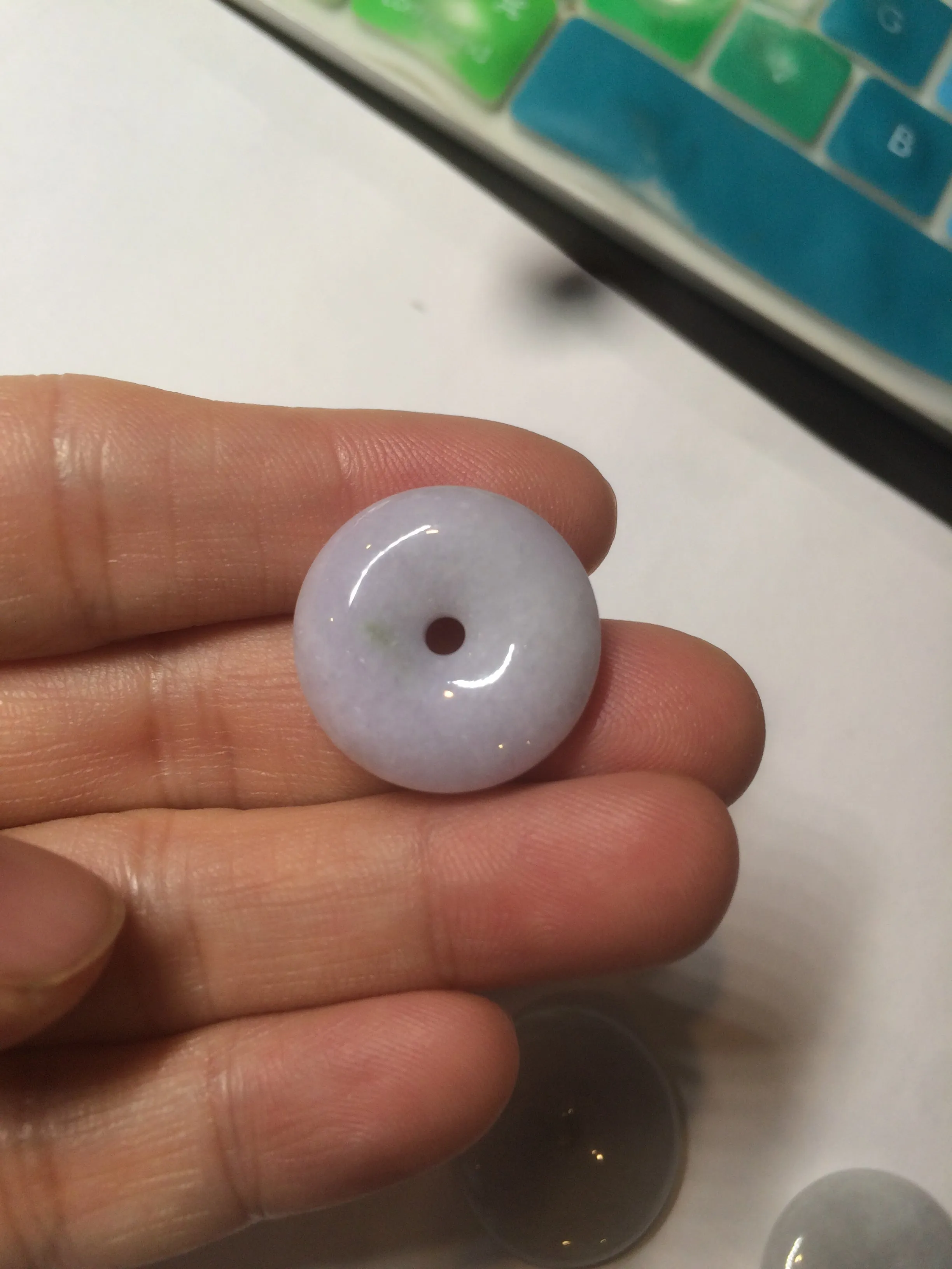 100% Natural green/white/purple jadeite Jade Safety Guardian Button(donut) Pendant/worry stone AX29