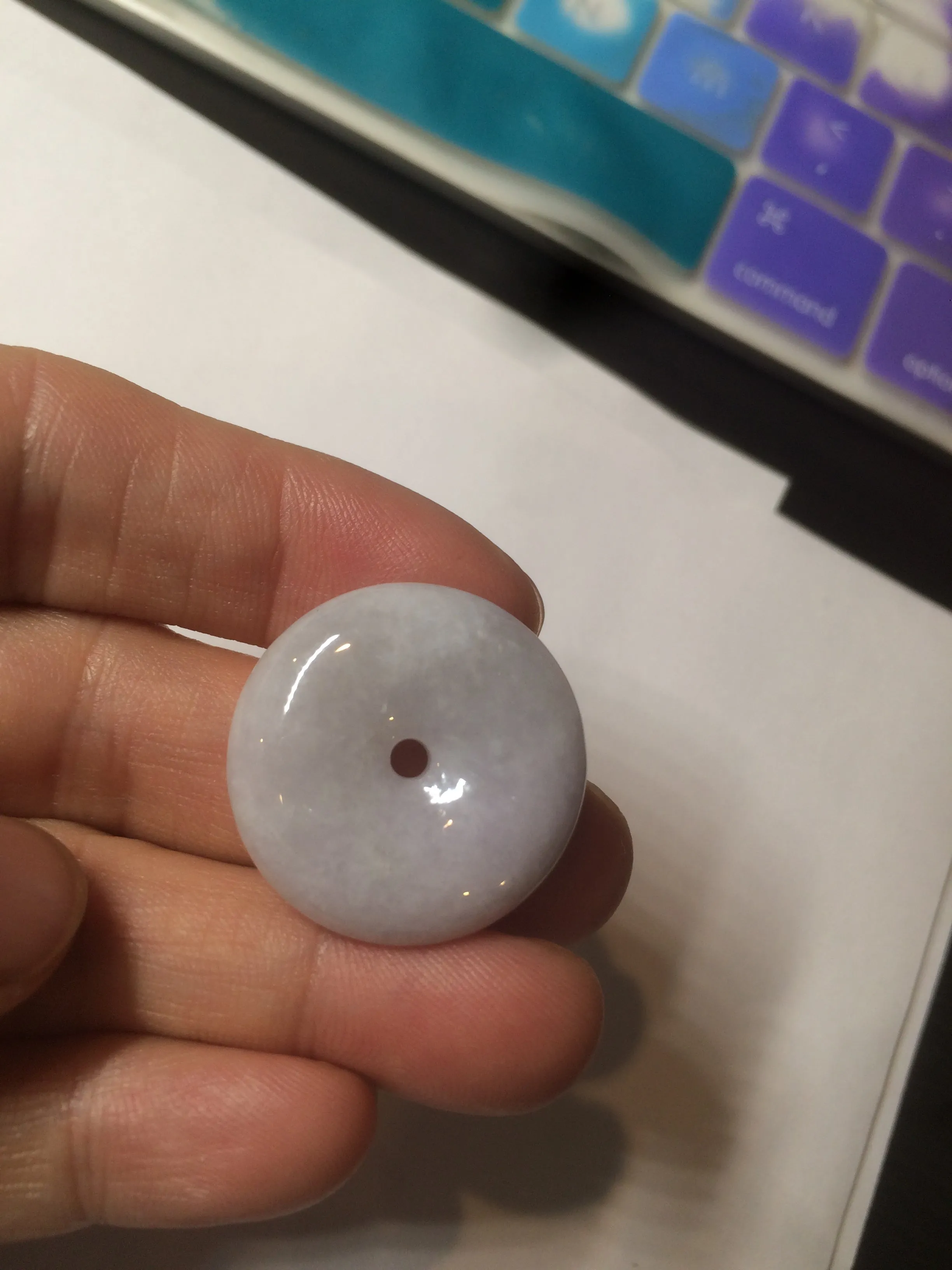 100% Natural green/white/purple jadeite Jade Safety Guardian Button(donut) Pendant/worry stone AX29