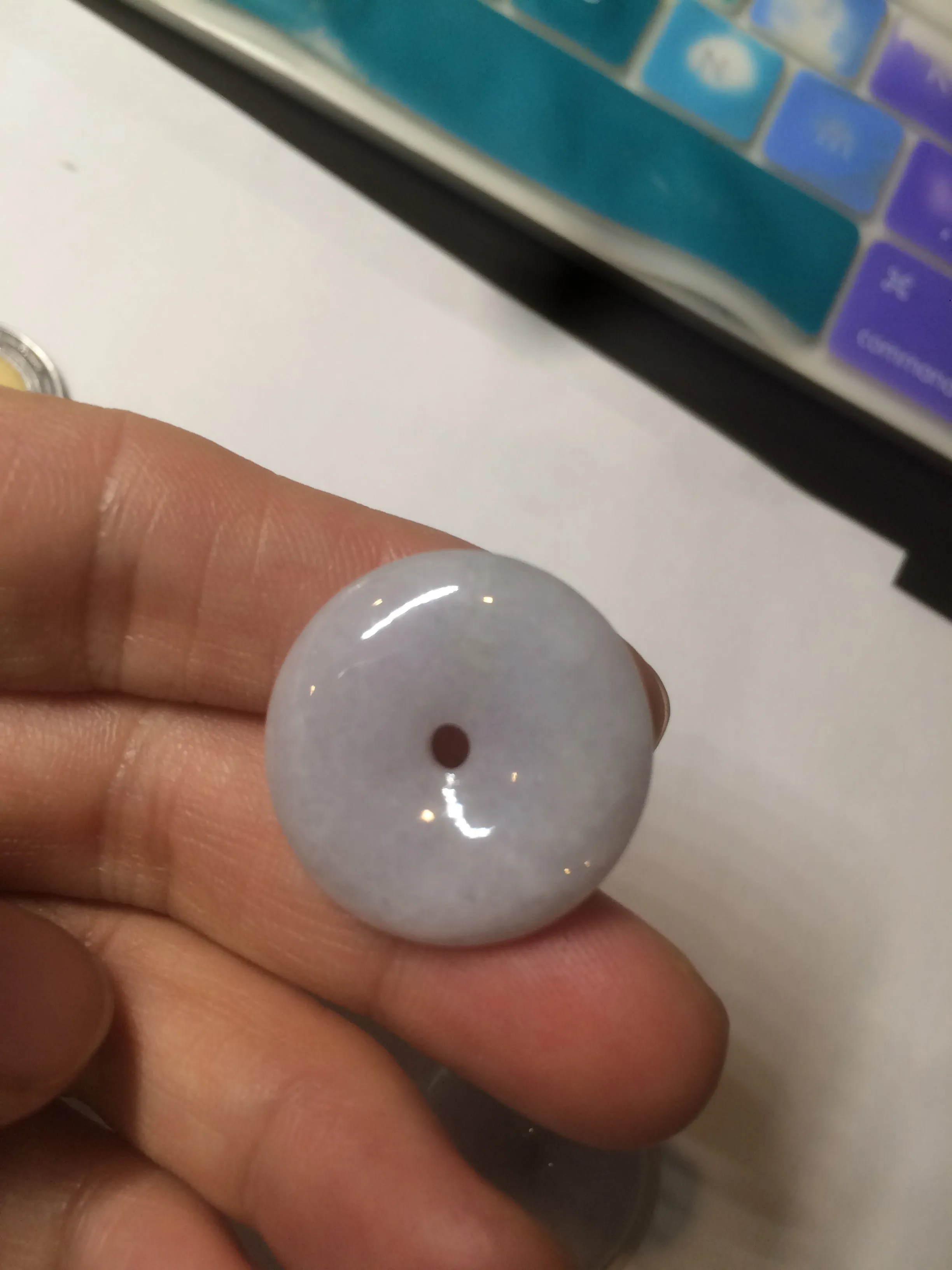 100% Natural green/white/purple jadeite Jade Safety Guardian Button(donut) Pendant/worry stone AX29