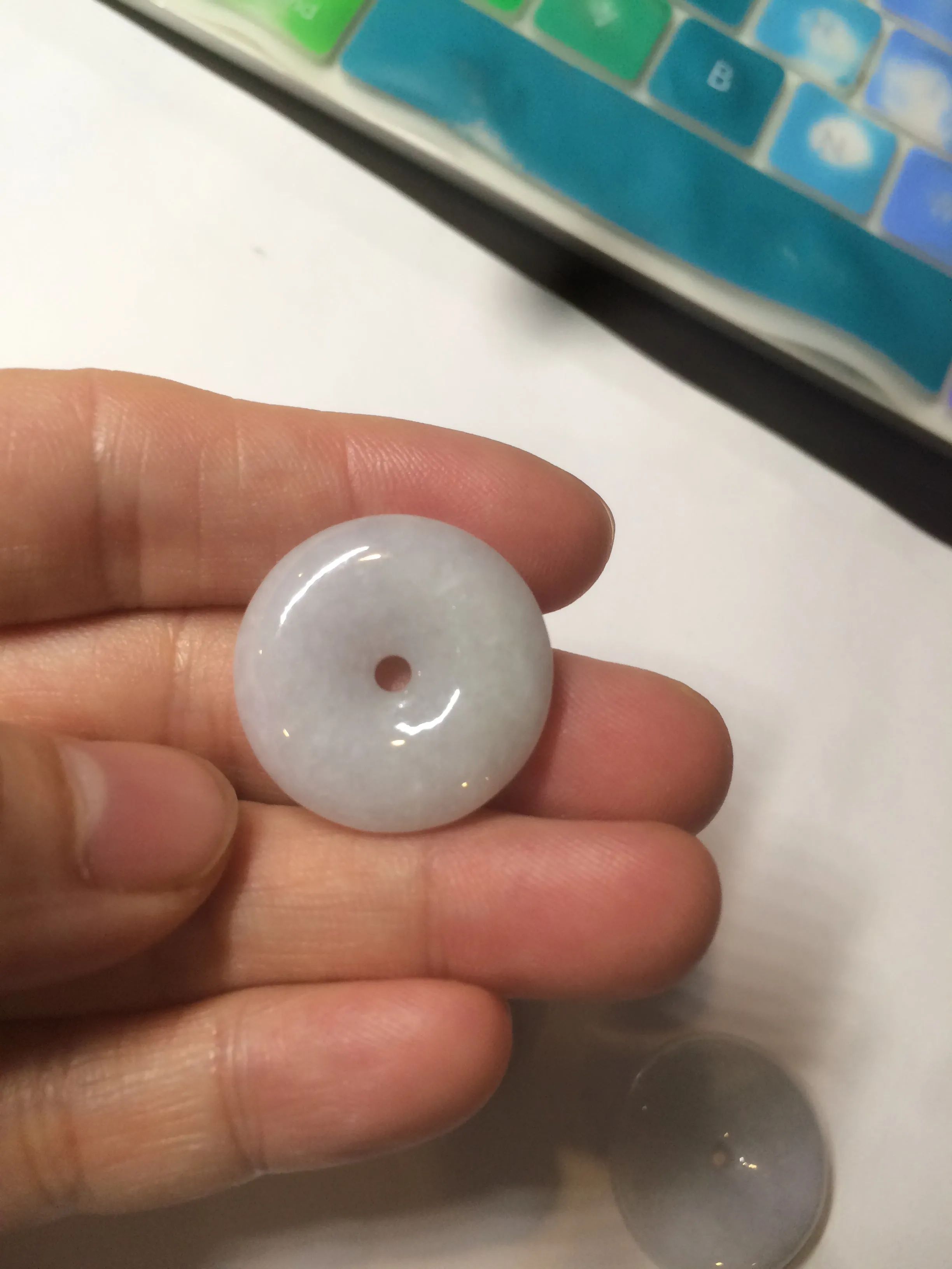 100% Natural green/white/purple jadeite Jade Safety Guardian Button(donut) Pendant/worry stone AX29