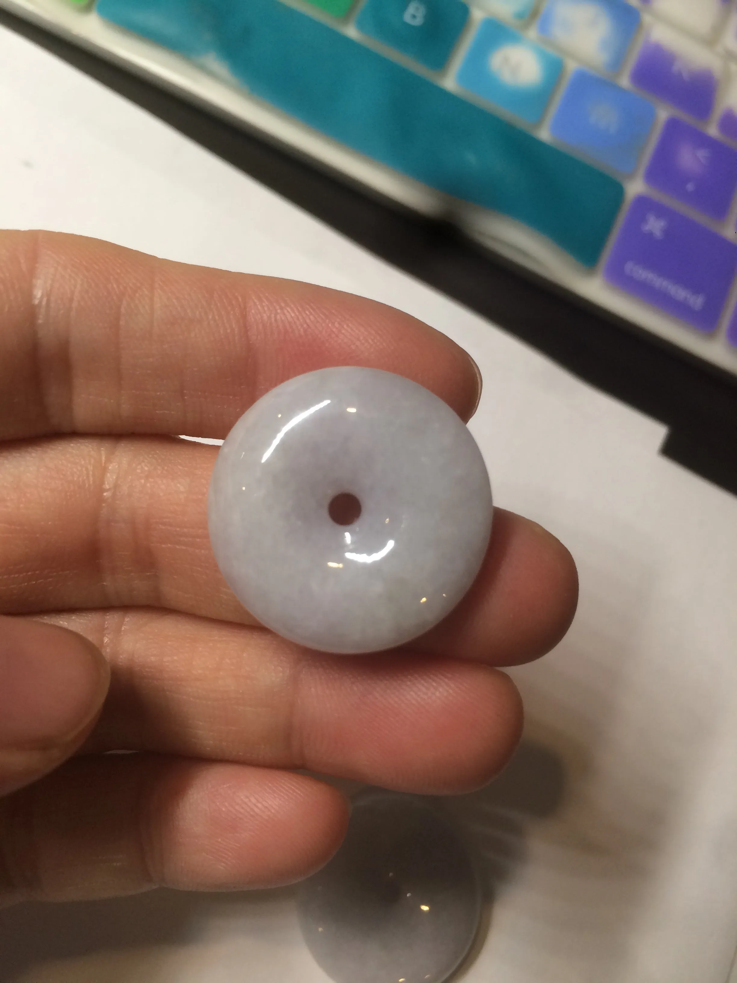 100% Natural green/white/purple jadeite Jade Safety Guardian Button(donut) Pendant/worry stone AX29