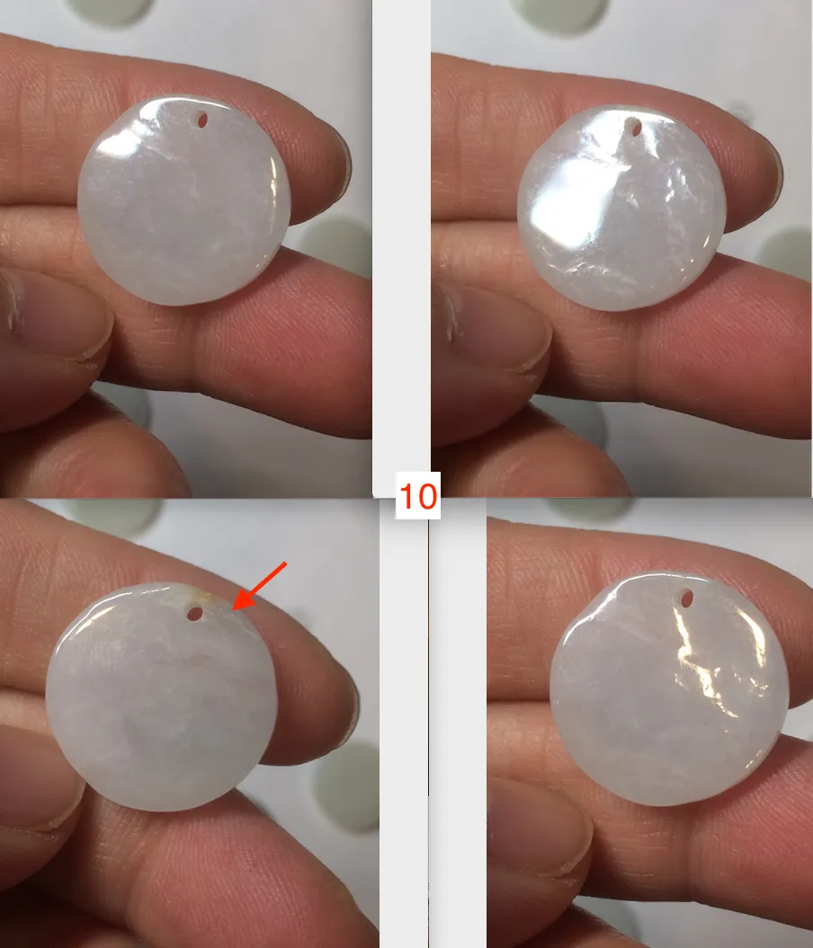 100% Natural icy watery white/light green jadeite Jade round disc Pendant/worry stone BF99