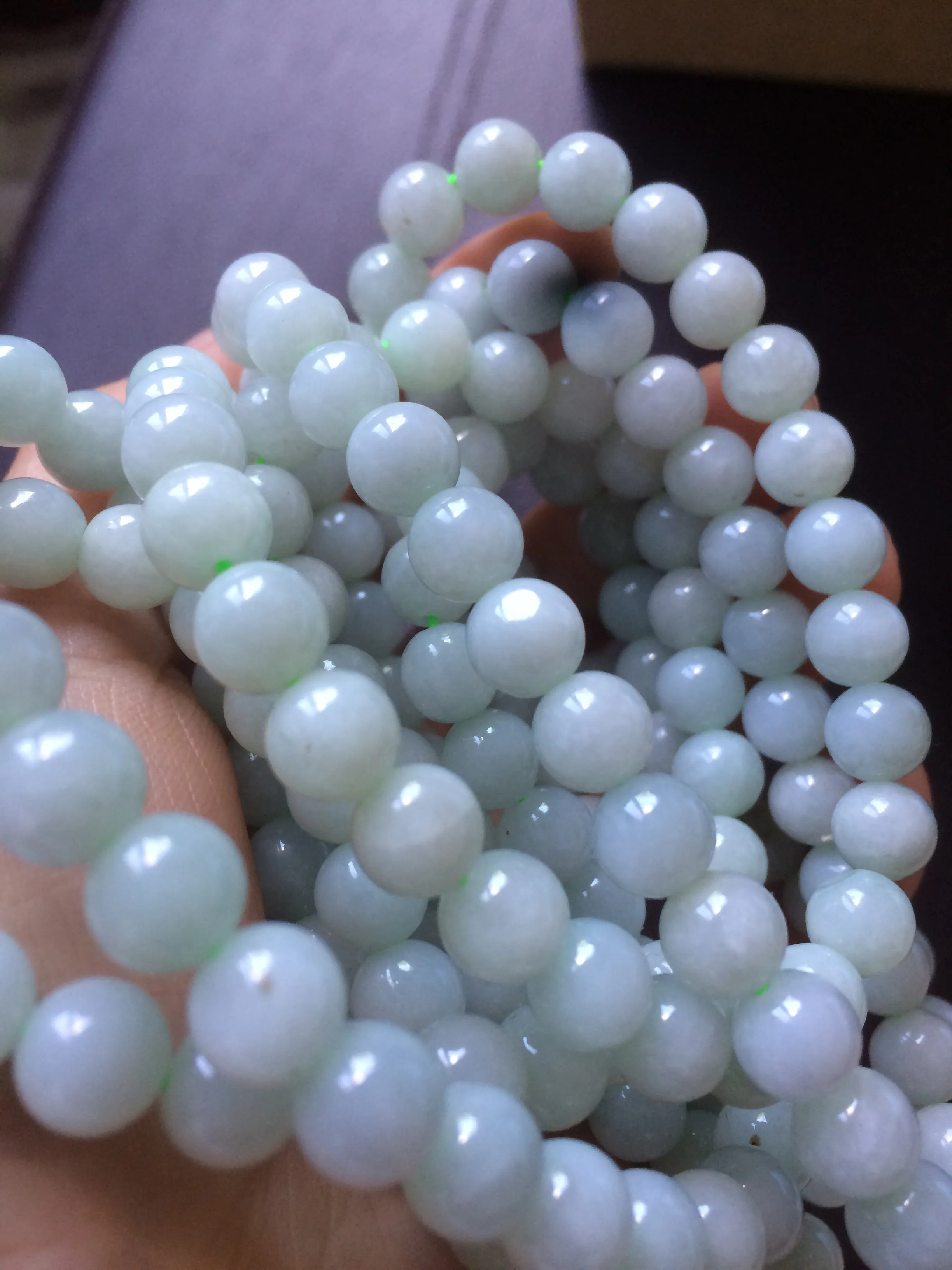 100% Natural light green Jade 8mm jadeite jade long necklaces JNecklace