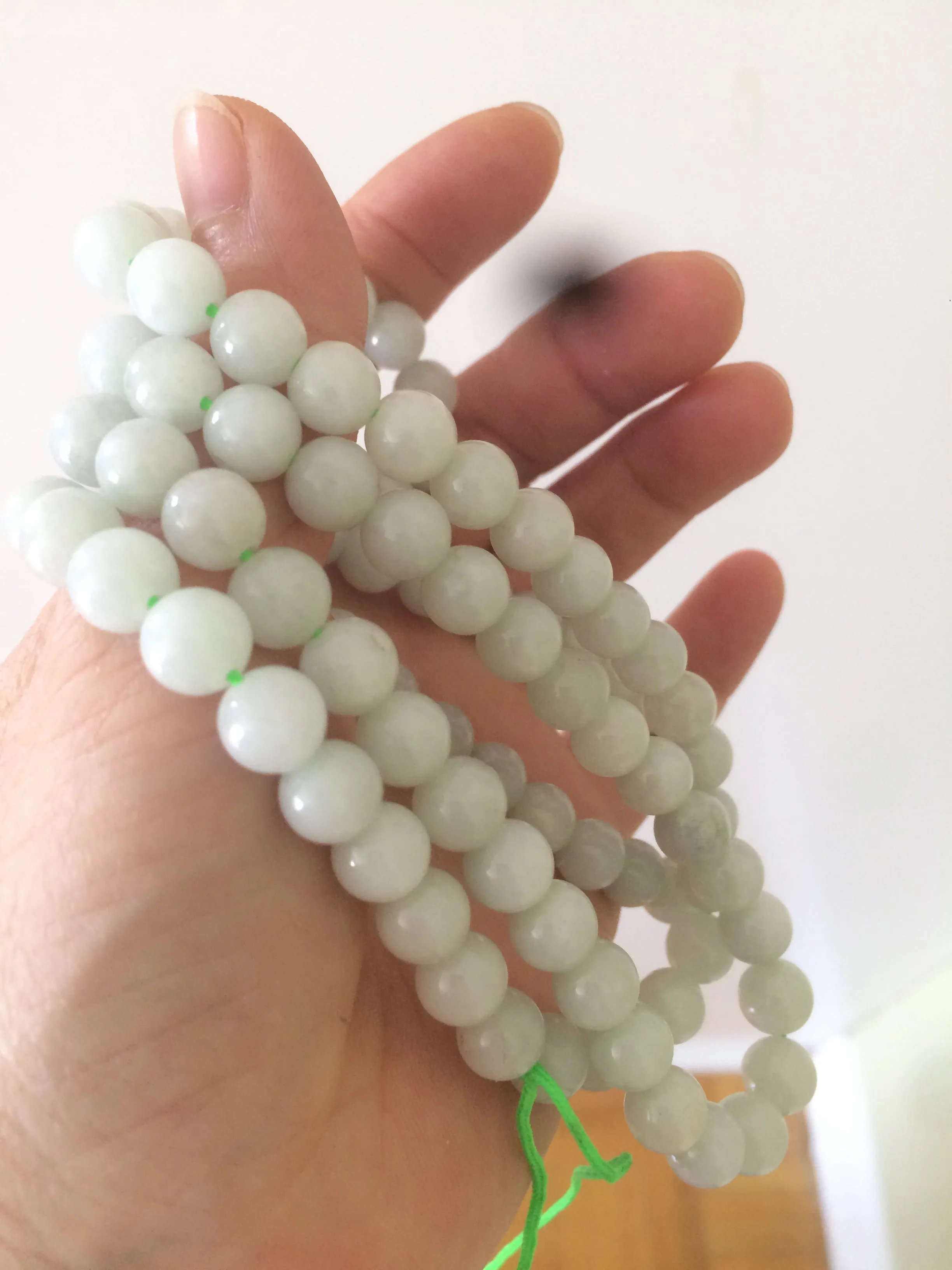 100% Natural light green Jade 8mm jadeite jade long necklaces JNecklace