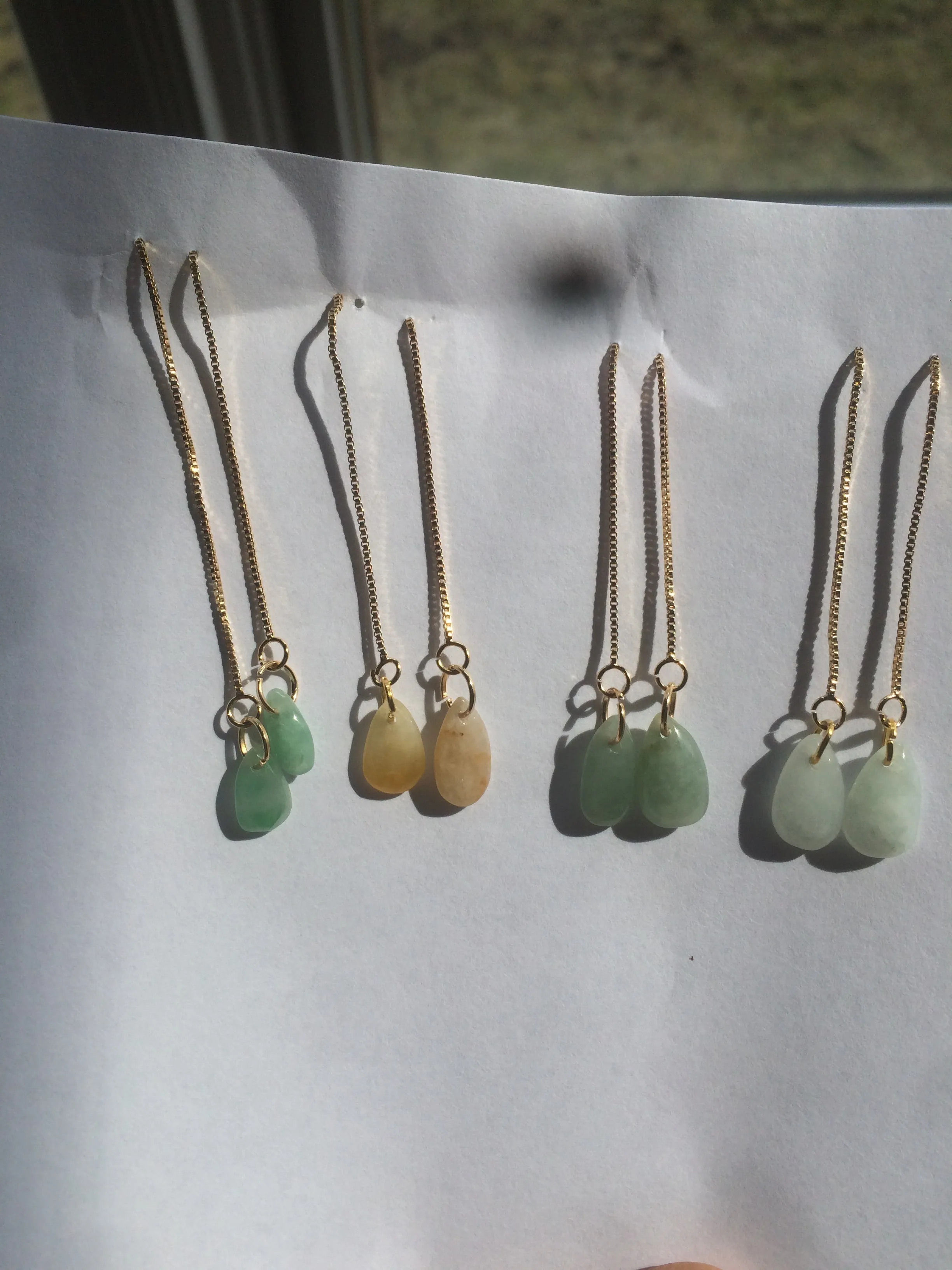 100% Natural sunflower seeds dangling jadeite Jade earring AB51 (Add on item. No sale individually)