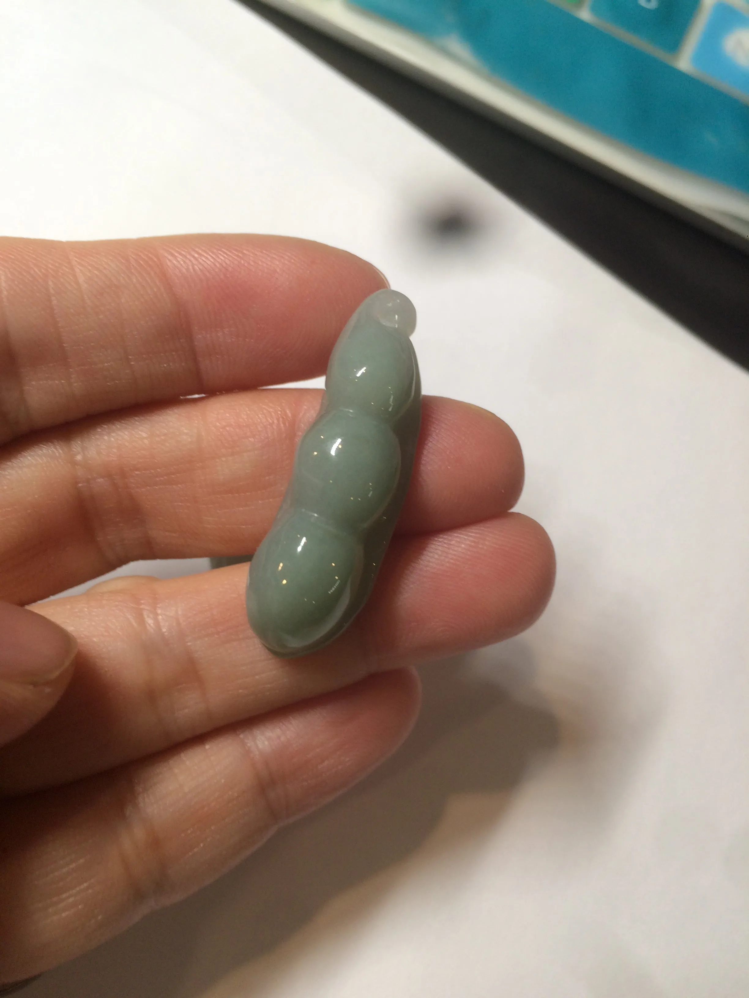 100% Natural type A dark green/gray Jadeite Jade bamboo shoot/lotus pod/Four Seasons Fortune Bean pendant AX31