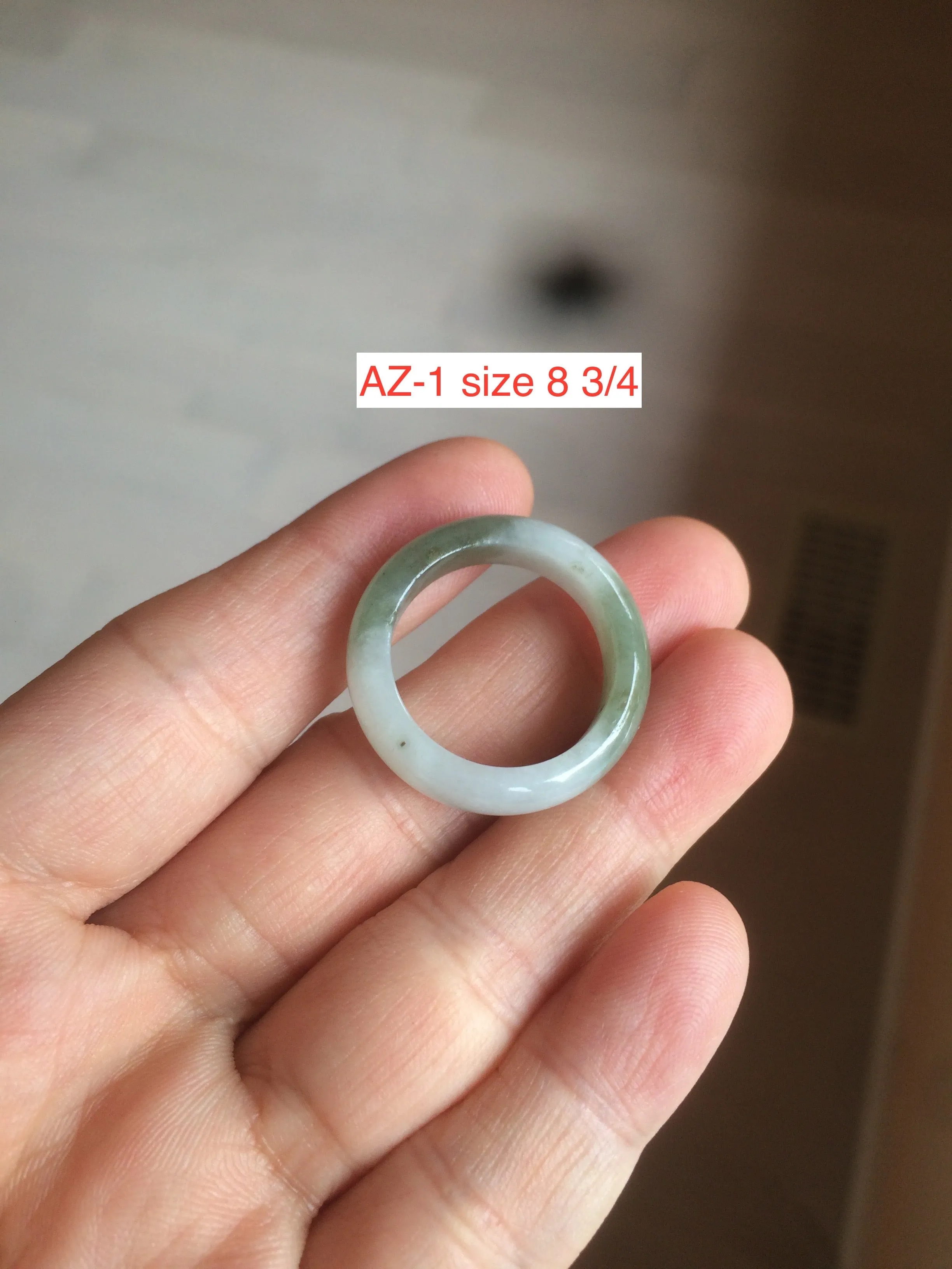 100% natural type A dark green/green jadeite jade band ring AZ91