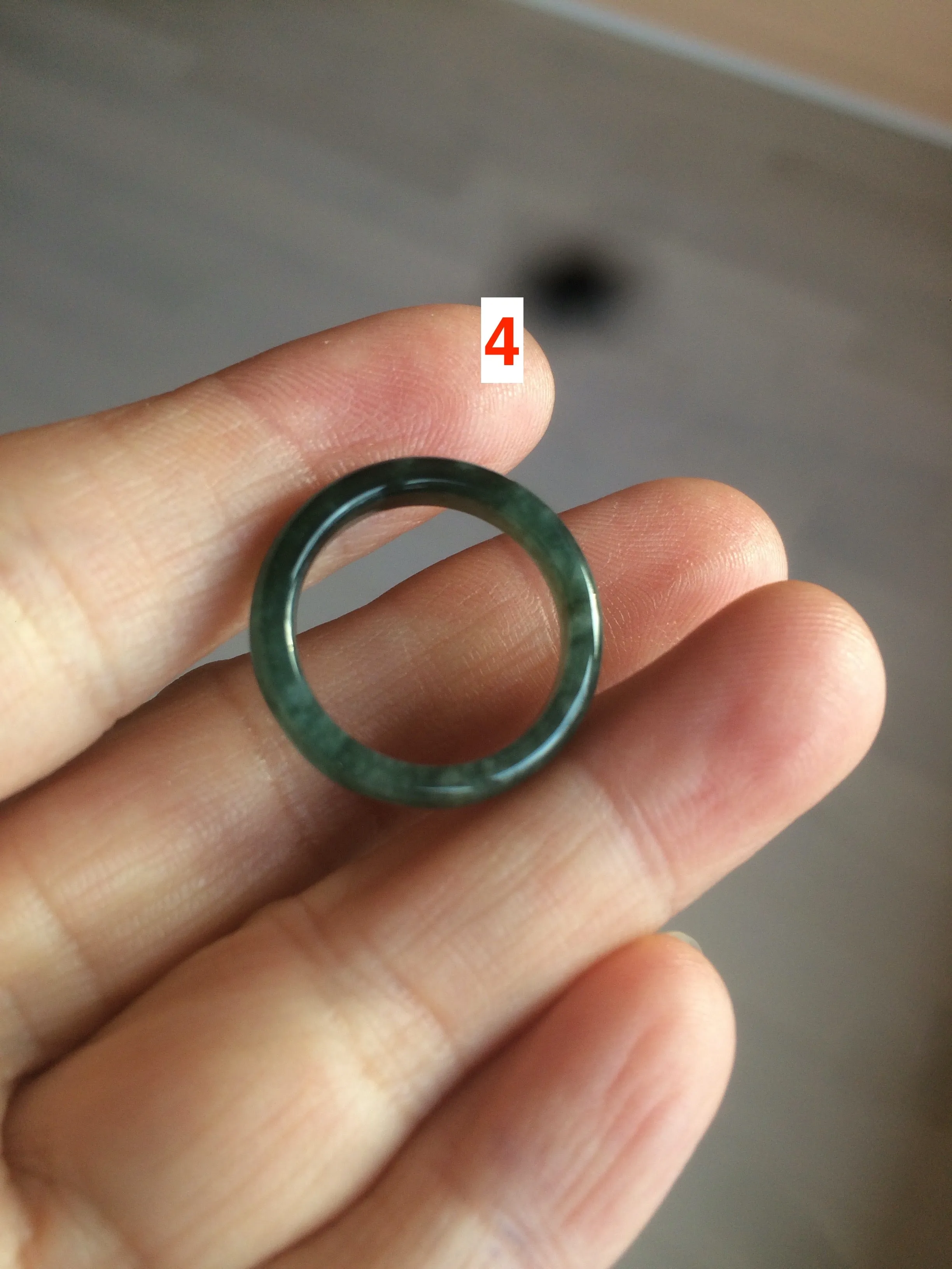 100% natural type A green/blue/gray Guatemala jadeite jade slim band ring AT81