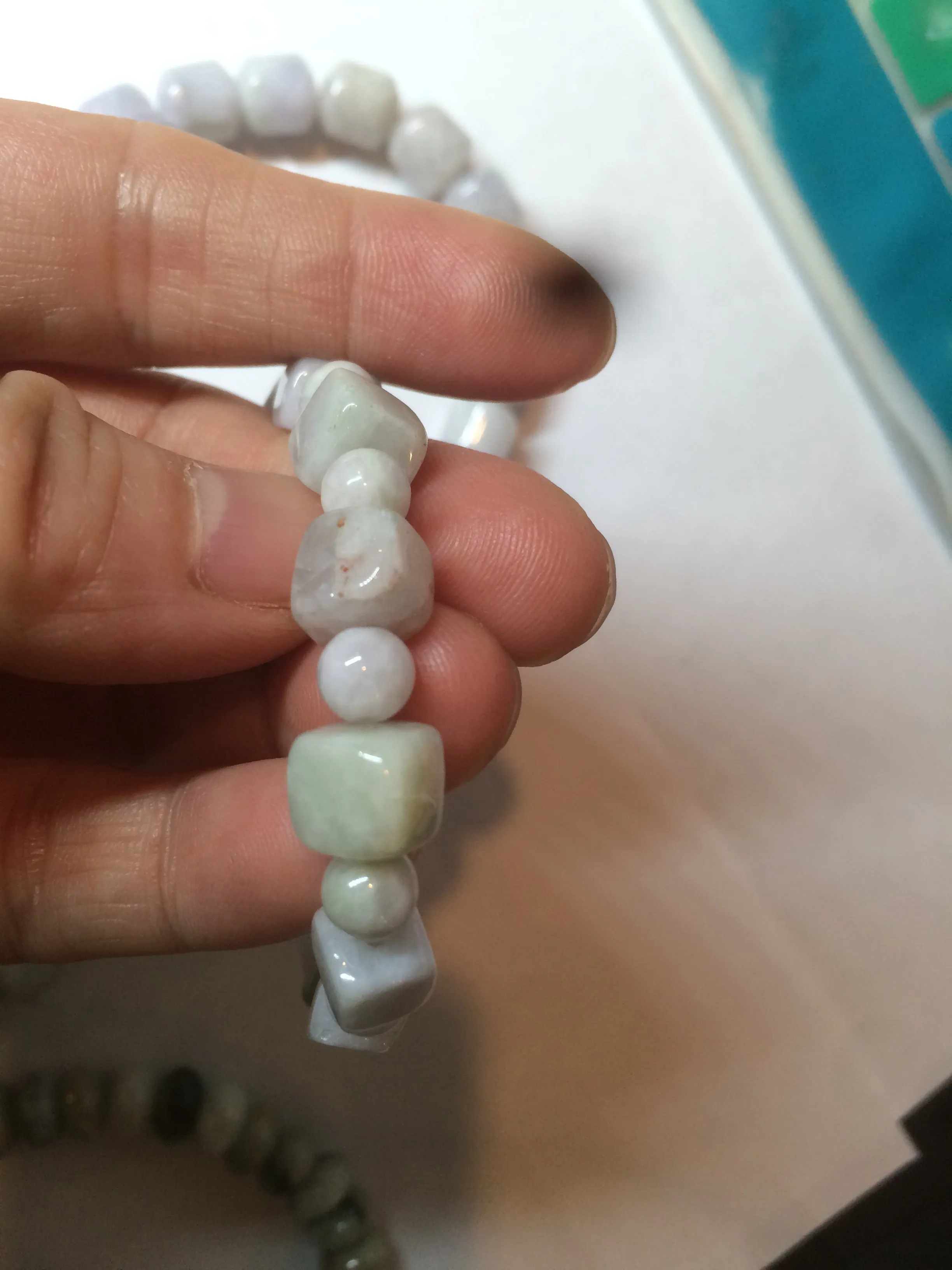 100% natural type A  green/purple/brown jadeite jade beads bracelet S70