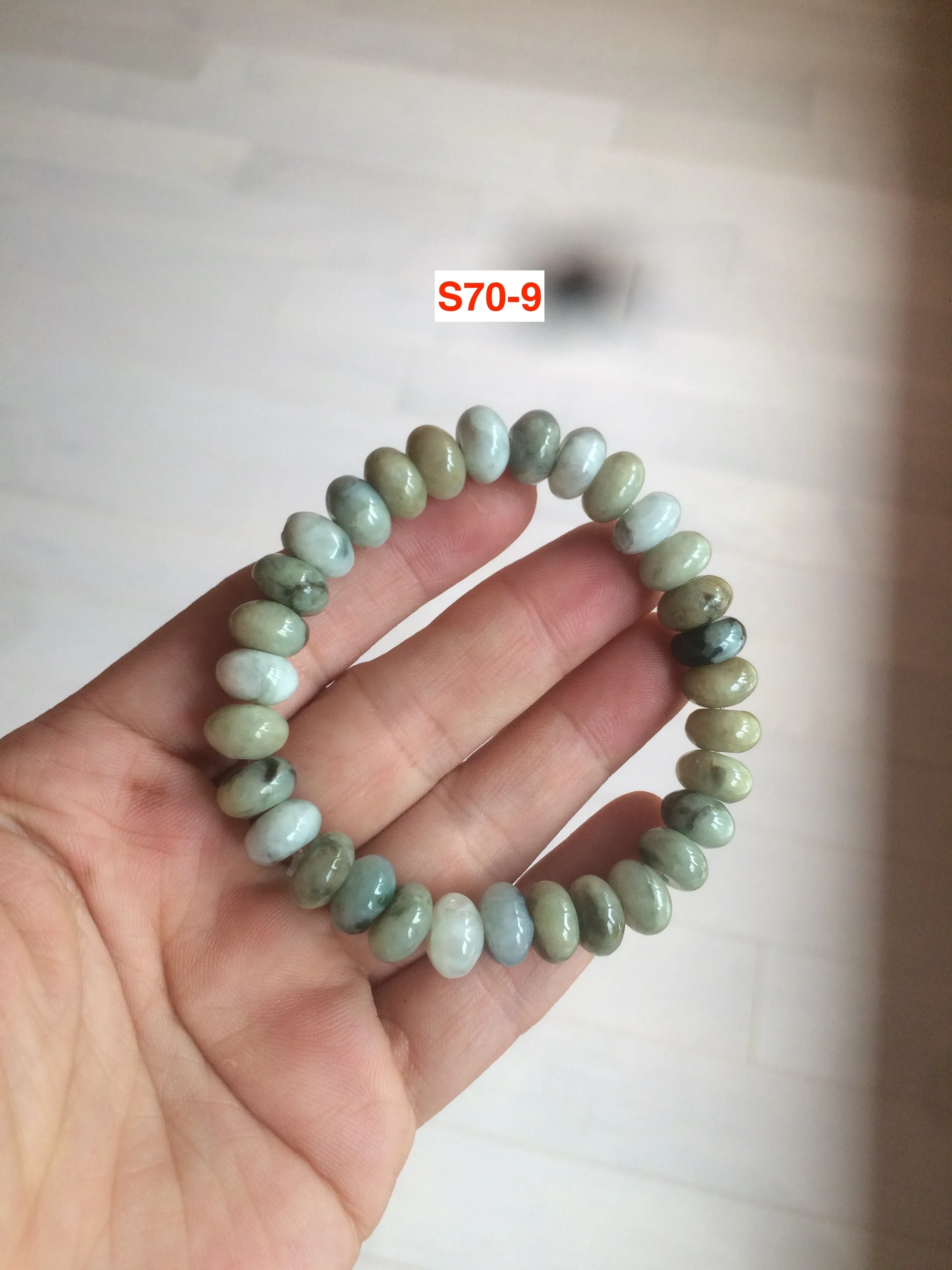 100% natural type A  green/purple/brown jadeite jade beads bracelet S70