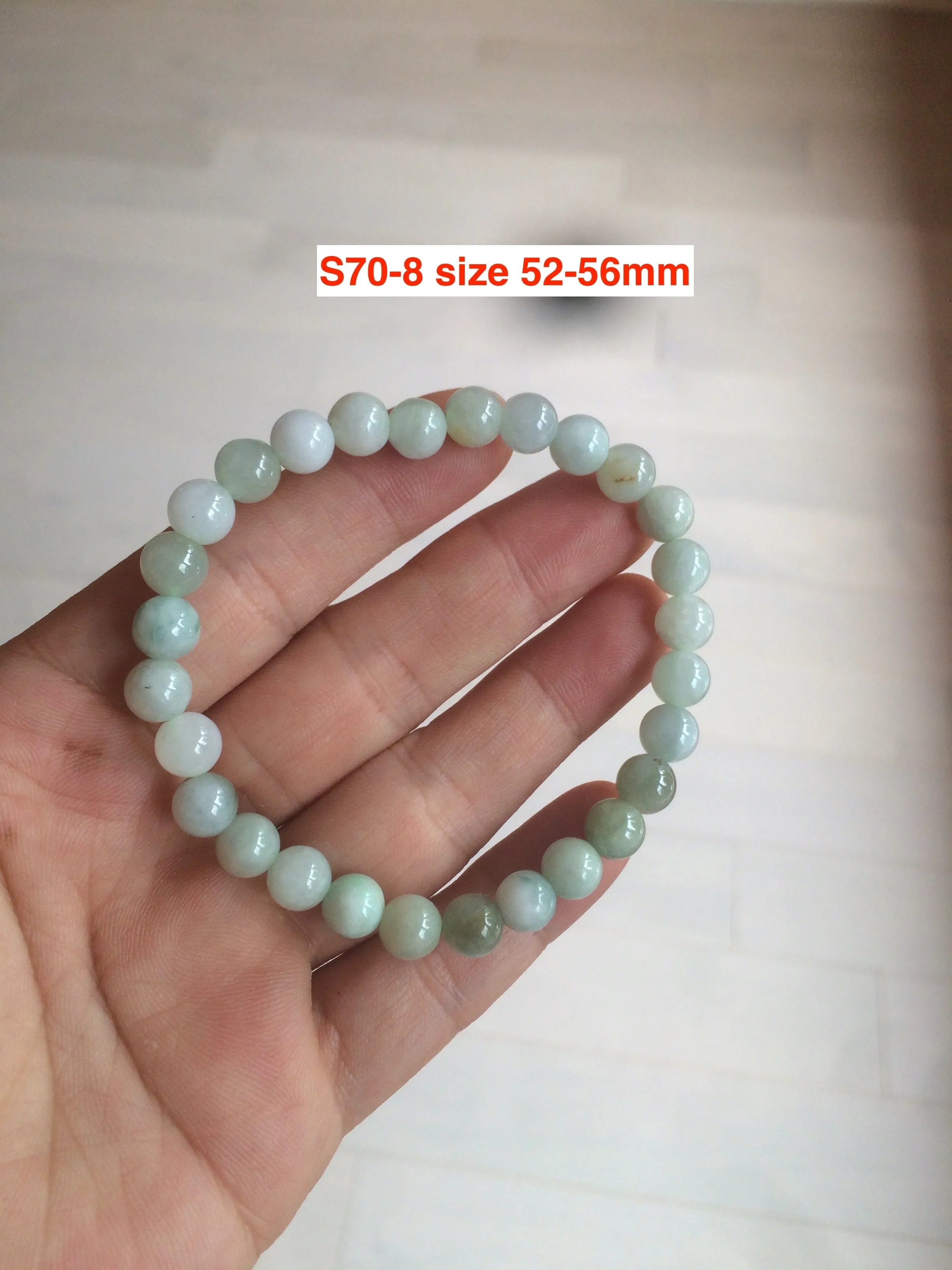 100% natural type A  green/purple/brown jadeite jade beads bracelet S70