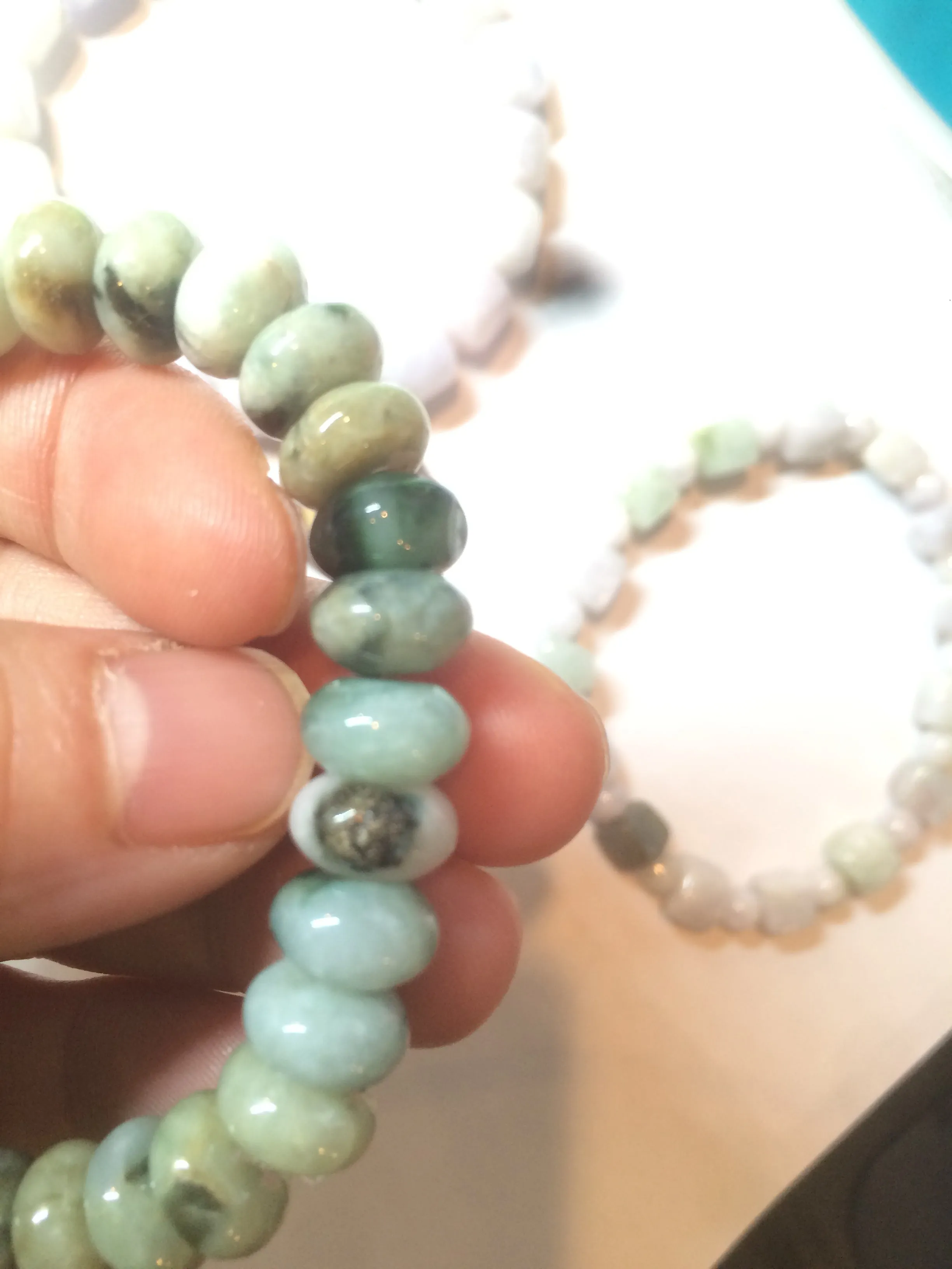 100% natural type A  green/purple/brown jadeite jade beads bracelet S70