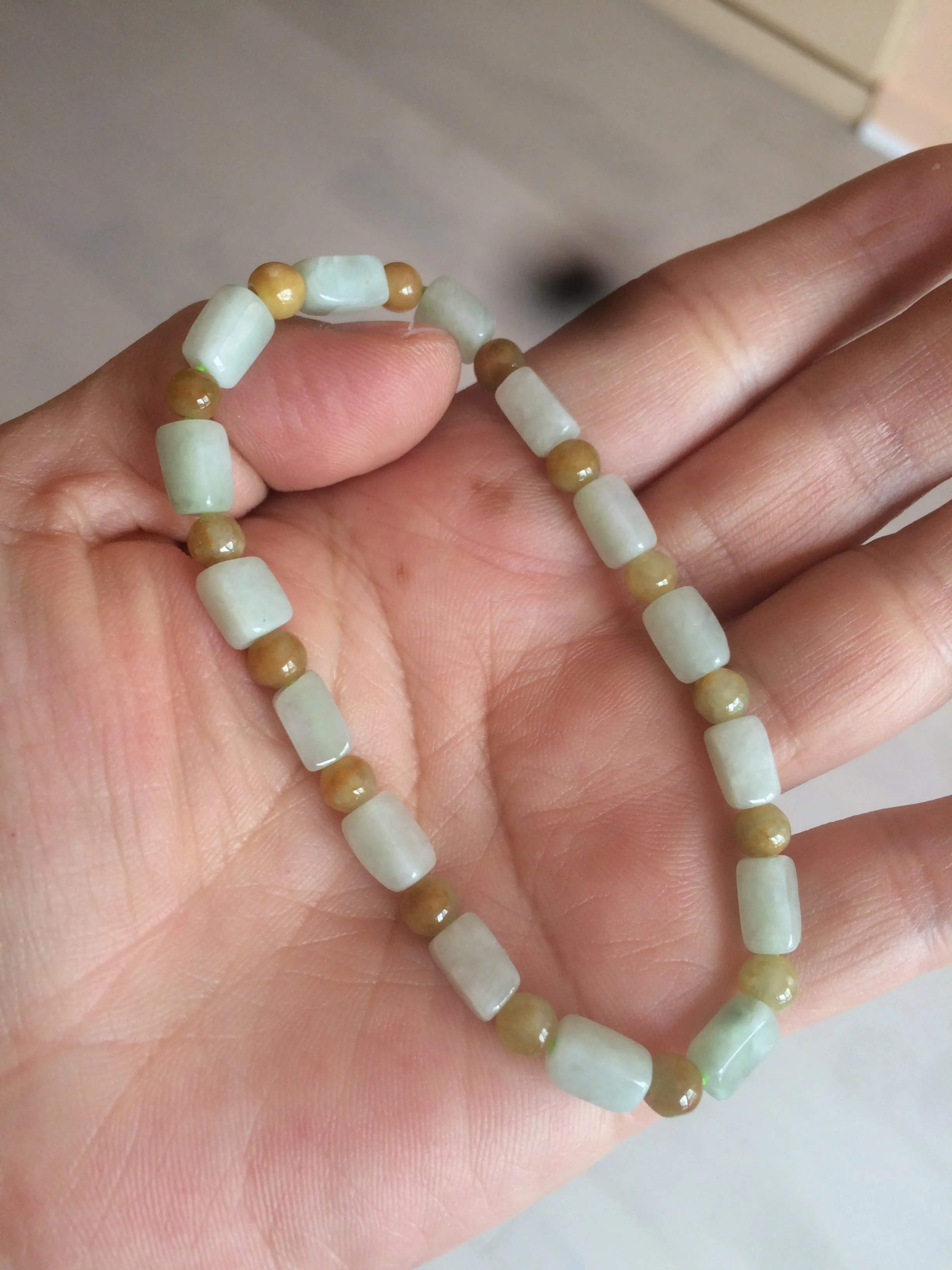 100% natural type A icy green/purple jadeite jade beads bracelet AQ83