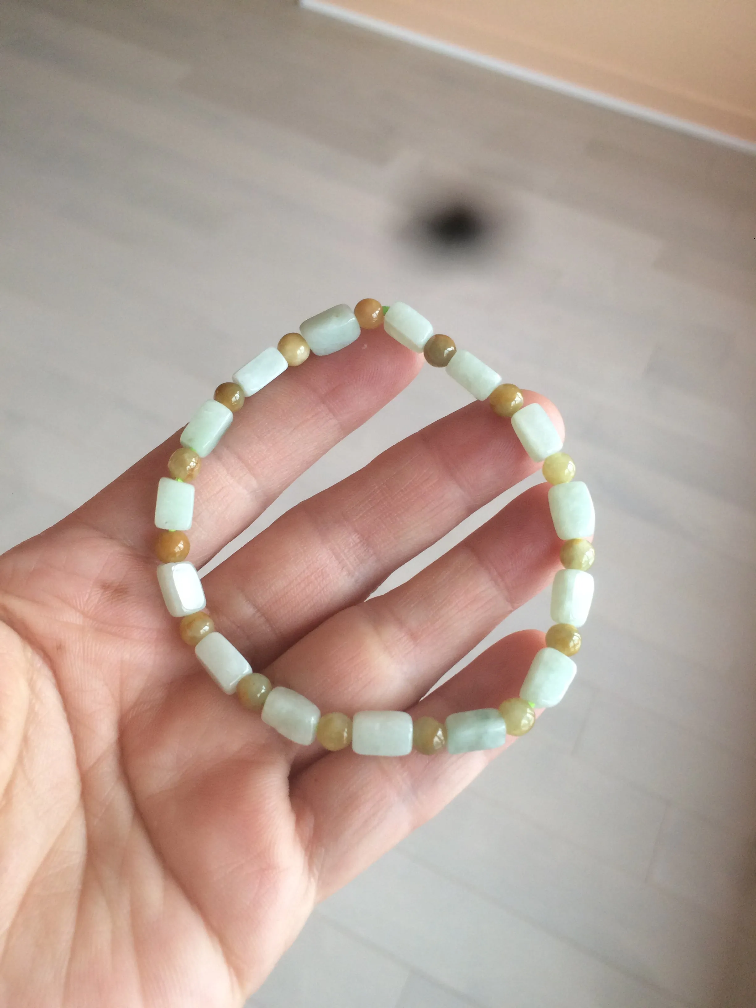 100% natural type A icy green/purple jadeite jade beads bracelet AQ83