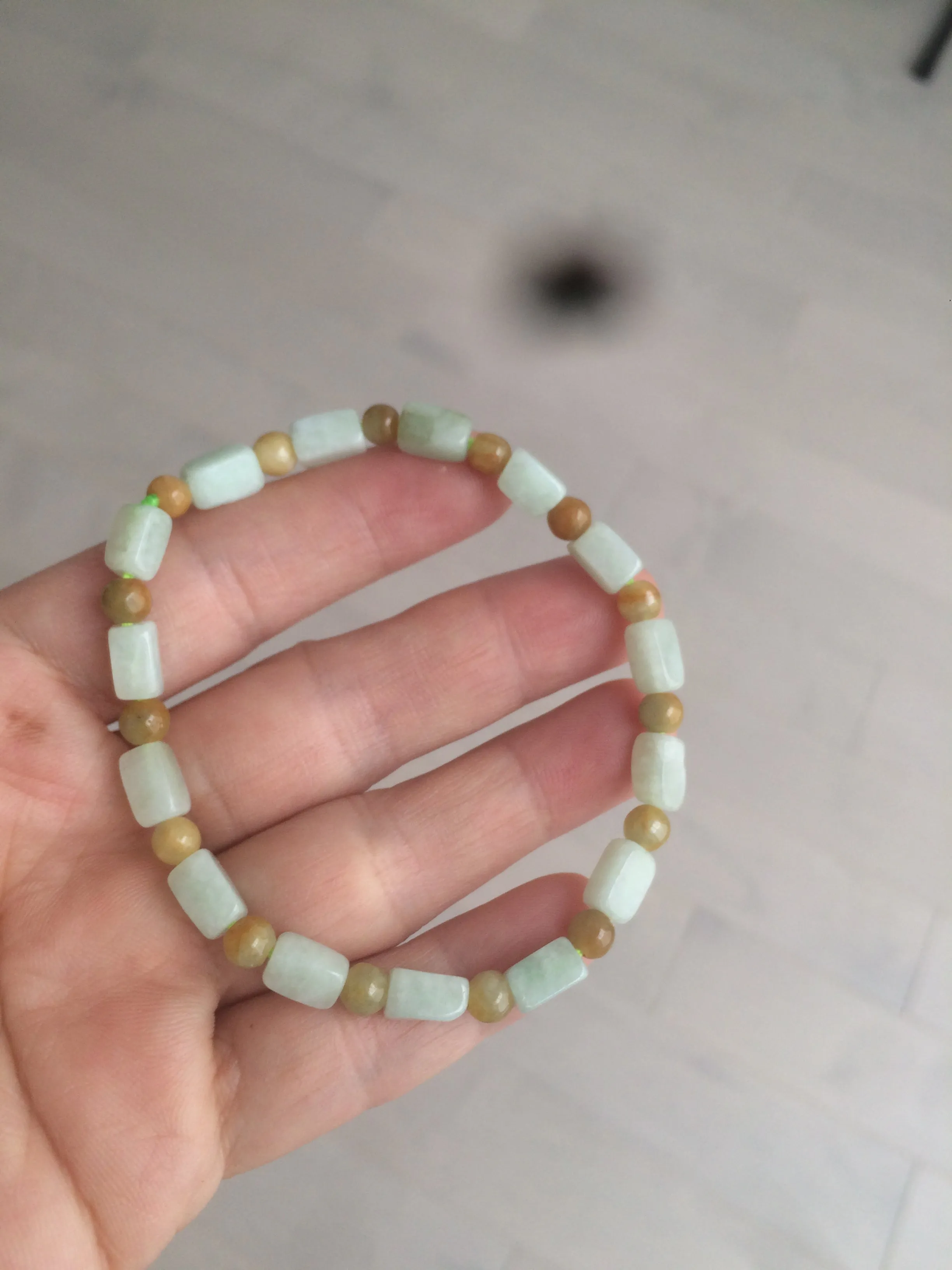 100% natural type A icy green/purple jadeite jade beads bracelet AQ83