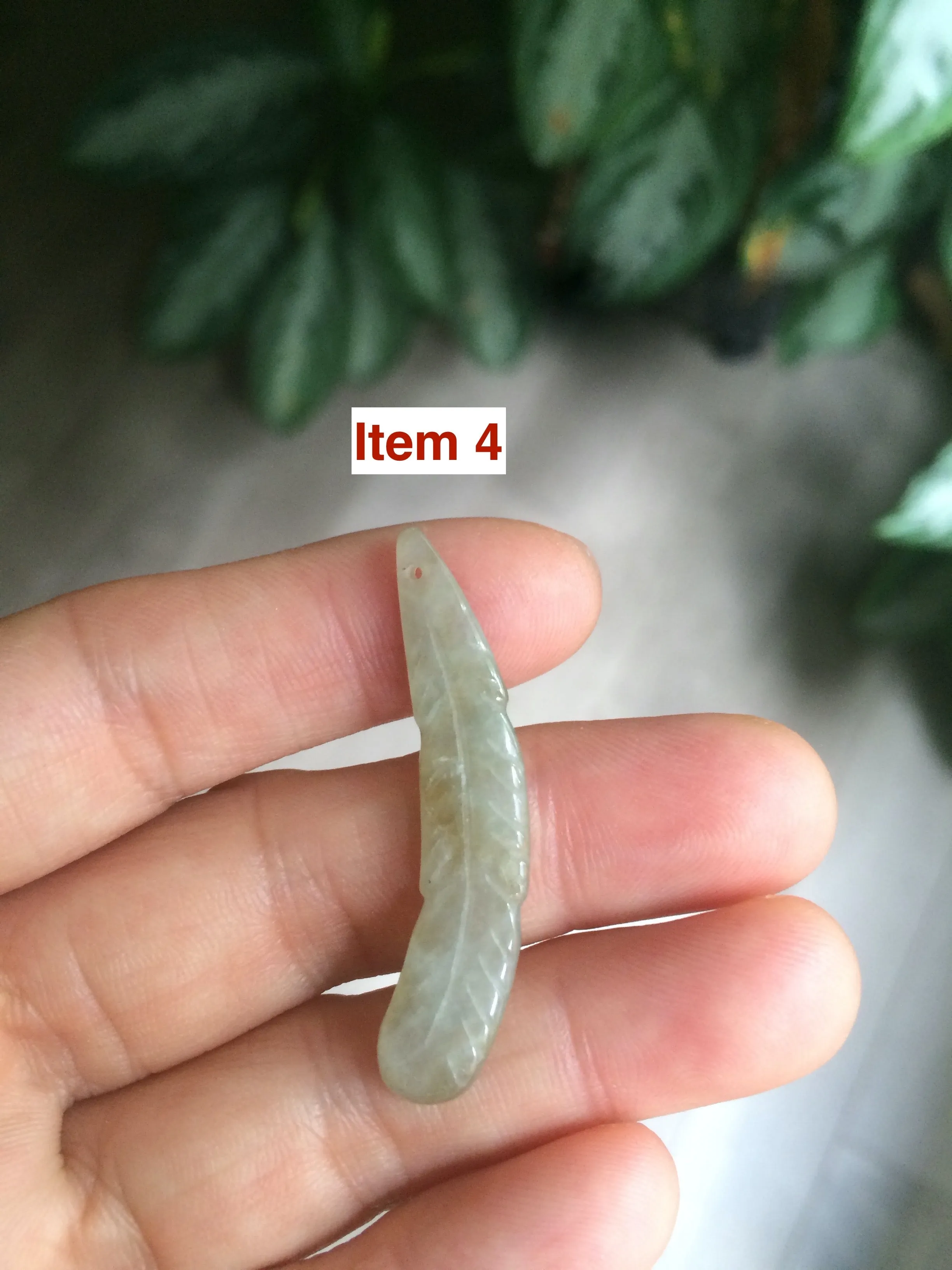 100% Natural type A light green/white jadeite Jade feather pendant AB Add on item, not sale individually.