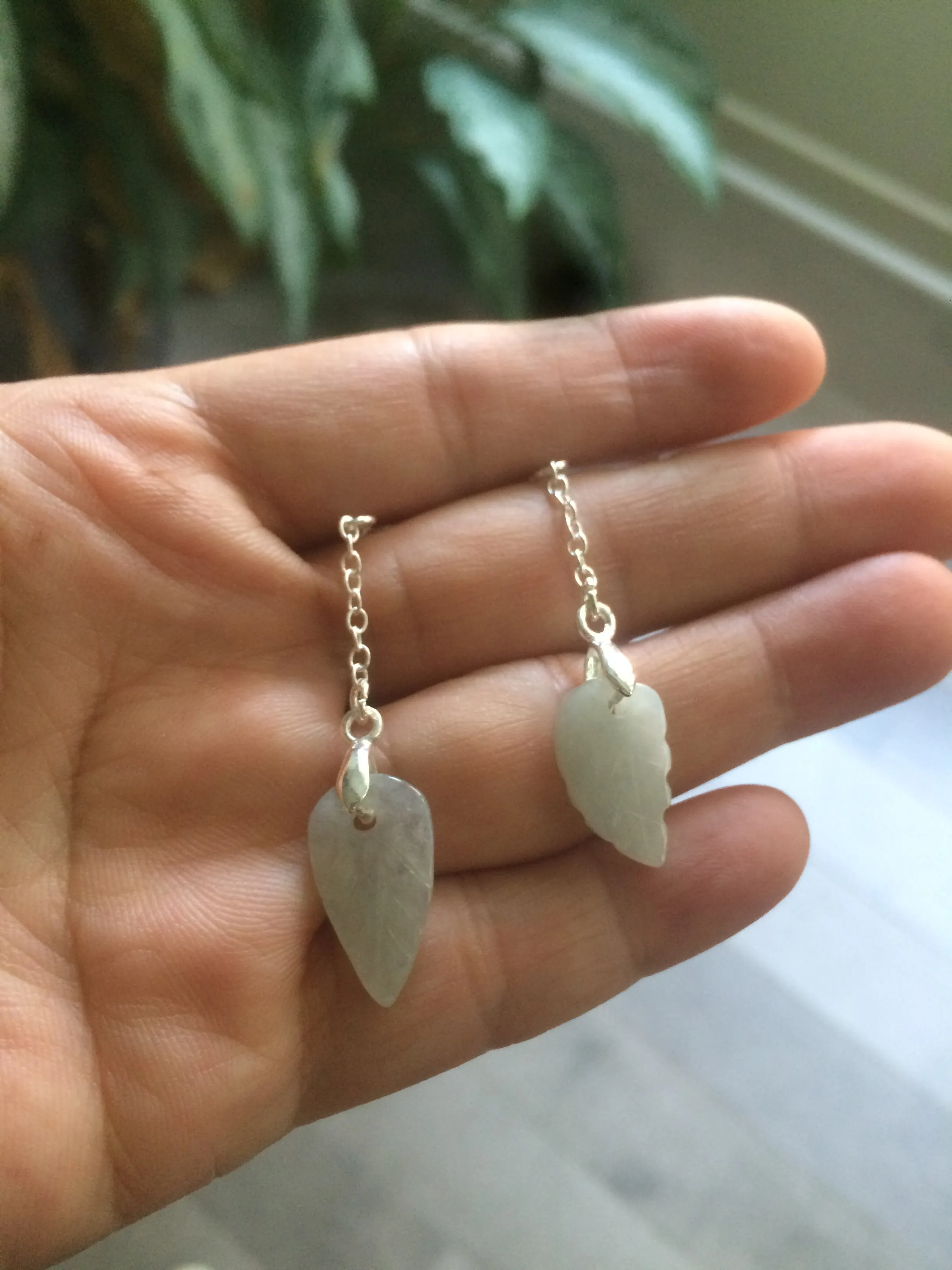 100% Natural type A light green/white leaf jadeite Jade earring Q add on item, Not sale individually.