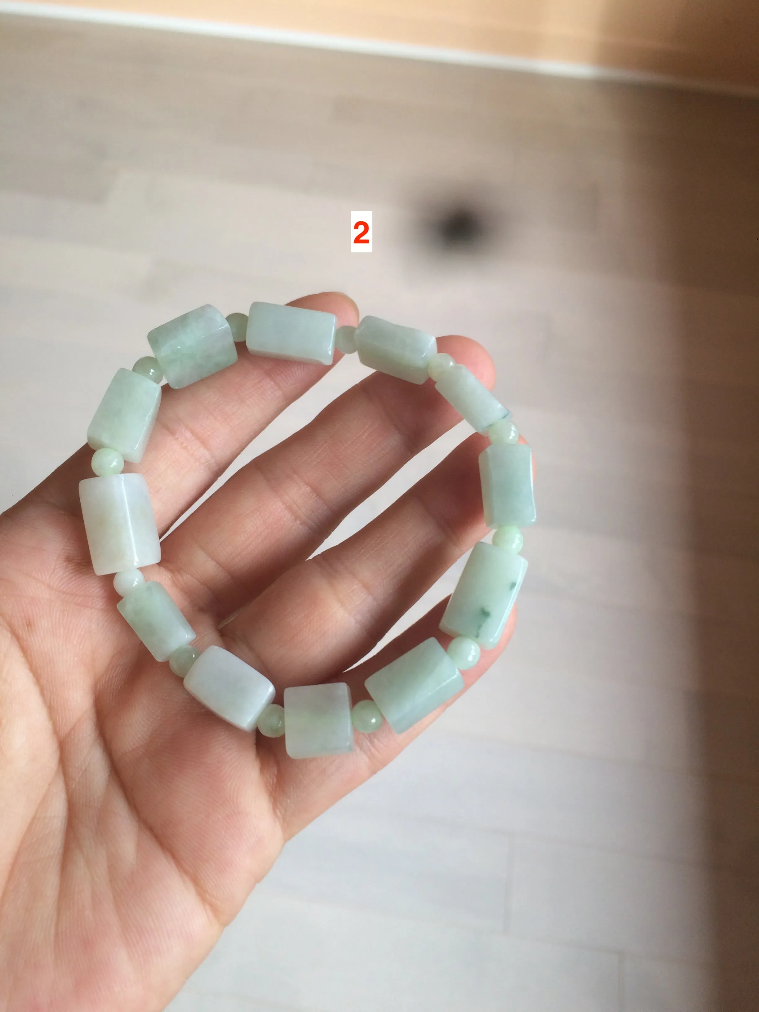 Premium Quality Type A 100% Natural Jadeite Jade Bead Bracelet - Dual Tone Dark Green/Light Green - AR89