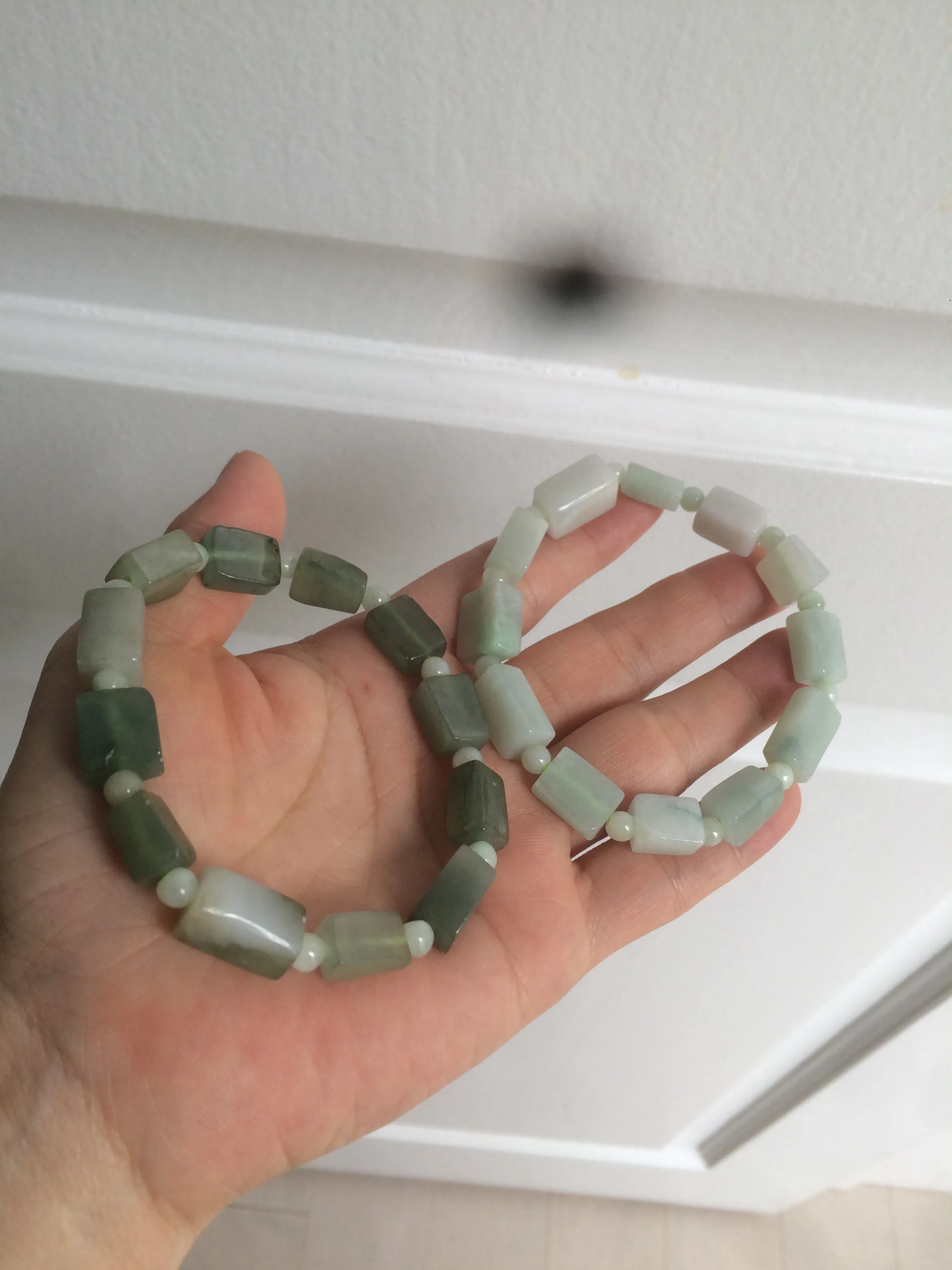 Premium Quality Type A 100% Natural Jadeite Jade Bead Bracelet - Dual Tone Dark Green/Light Green - AR89