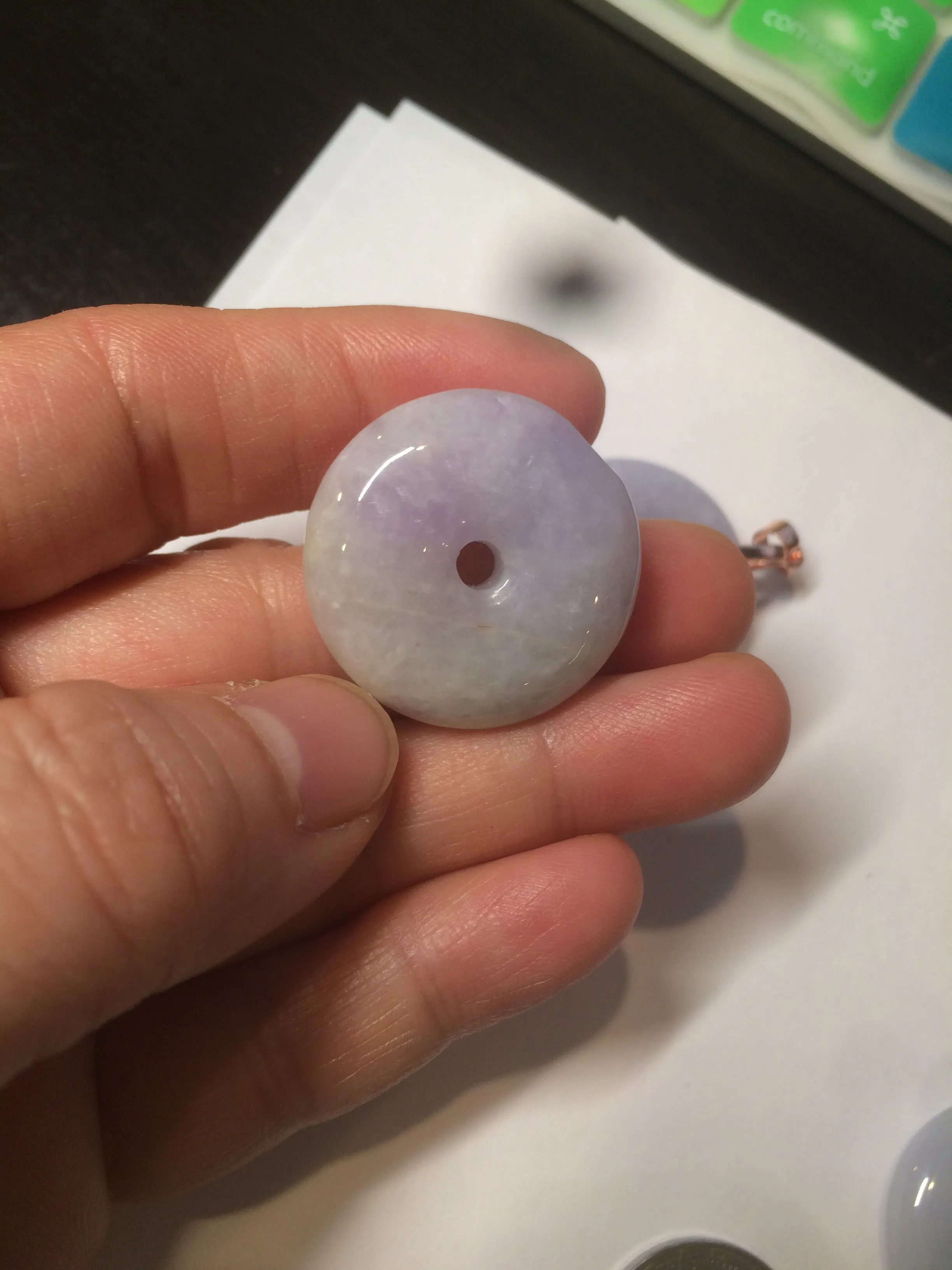 100% natural type A purple/gray/green jadeite jade safety donut pendant necklace AF25