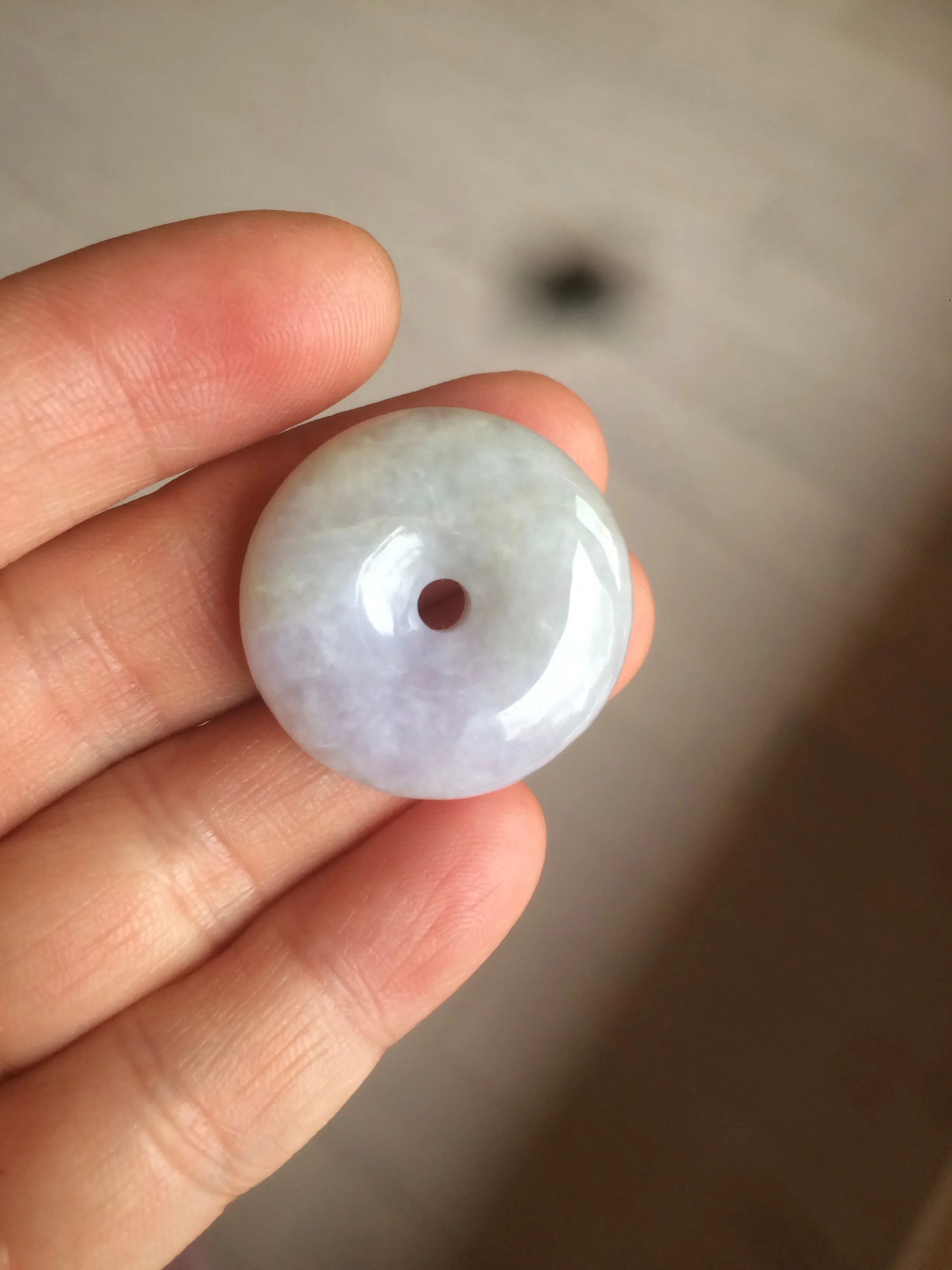 100% natural type A purple/gray/green jadeite jade safety donut pendant necklace AF25