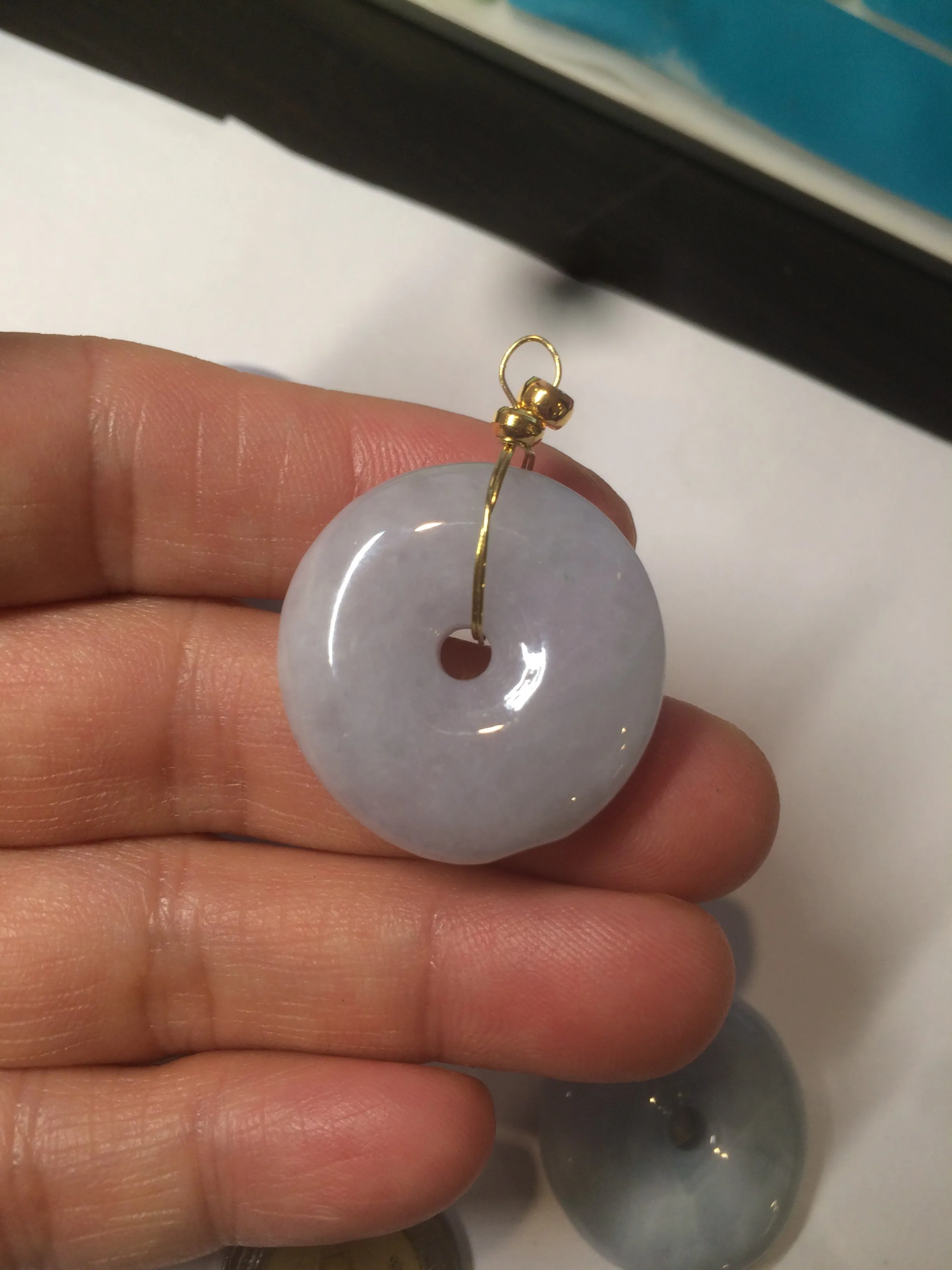 100% natural type A purple/gray/green jadeite jade safety donut pendant necklace AF25