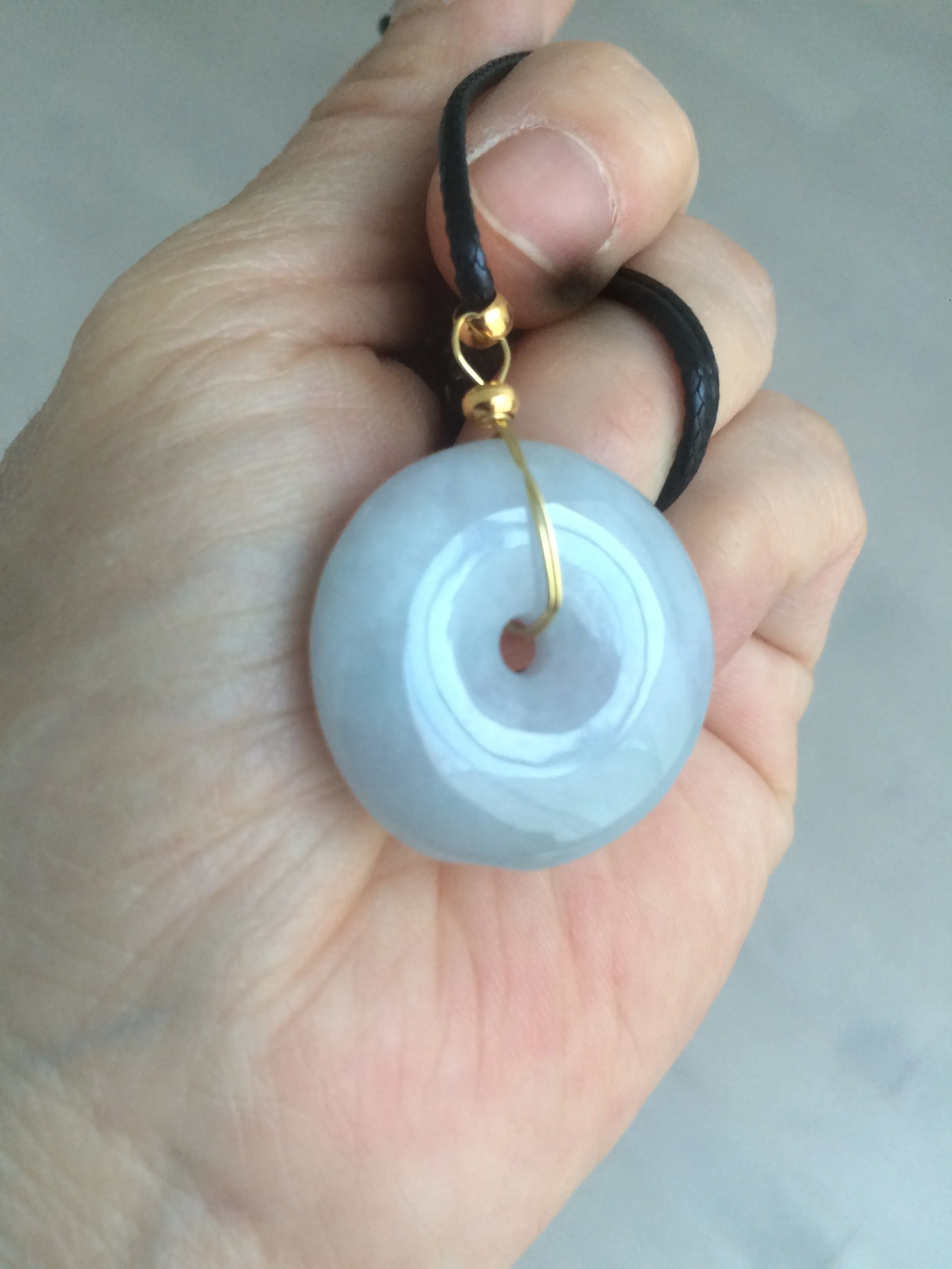 100% natural type A purple/gray/green jadeite jade safety donut pendant necklace AF25