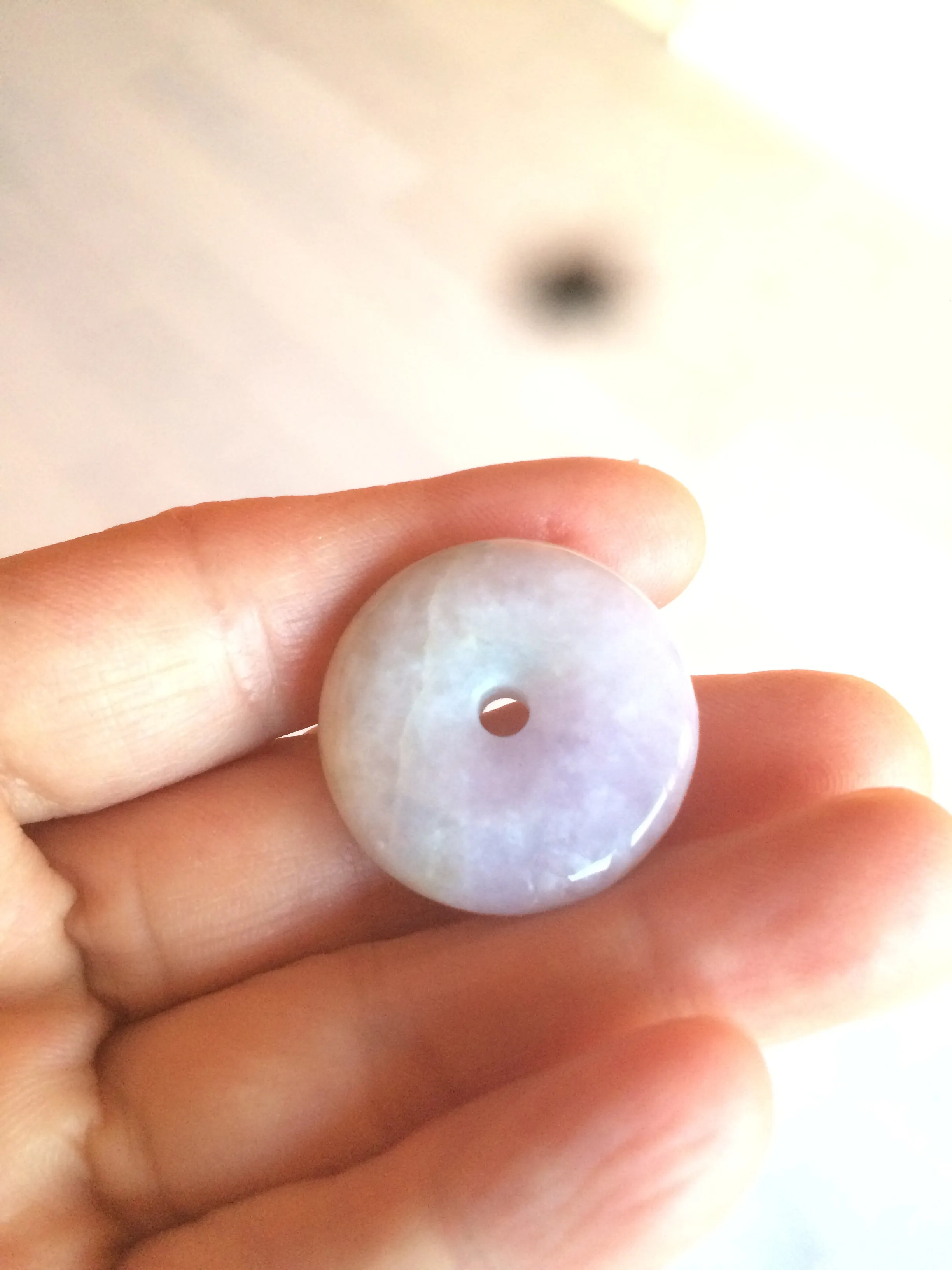 100% natural type A purple/gray/green jadeite jade safety donut pendant necklace AF25