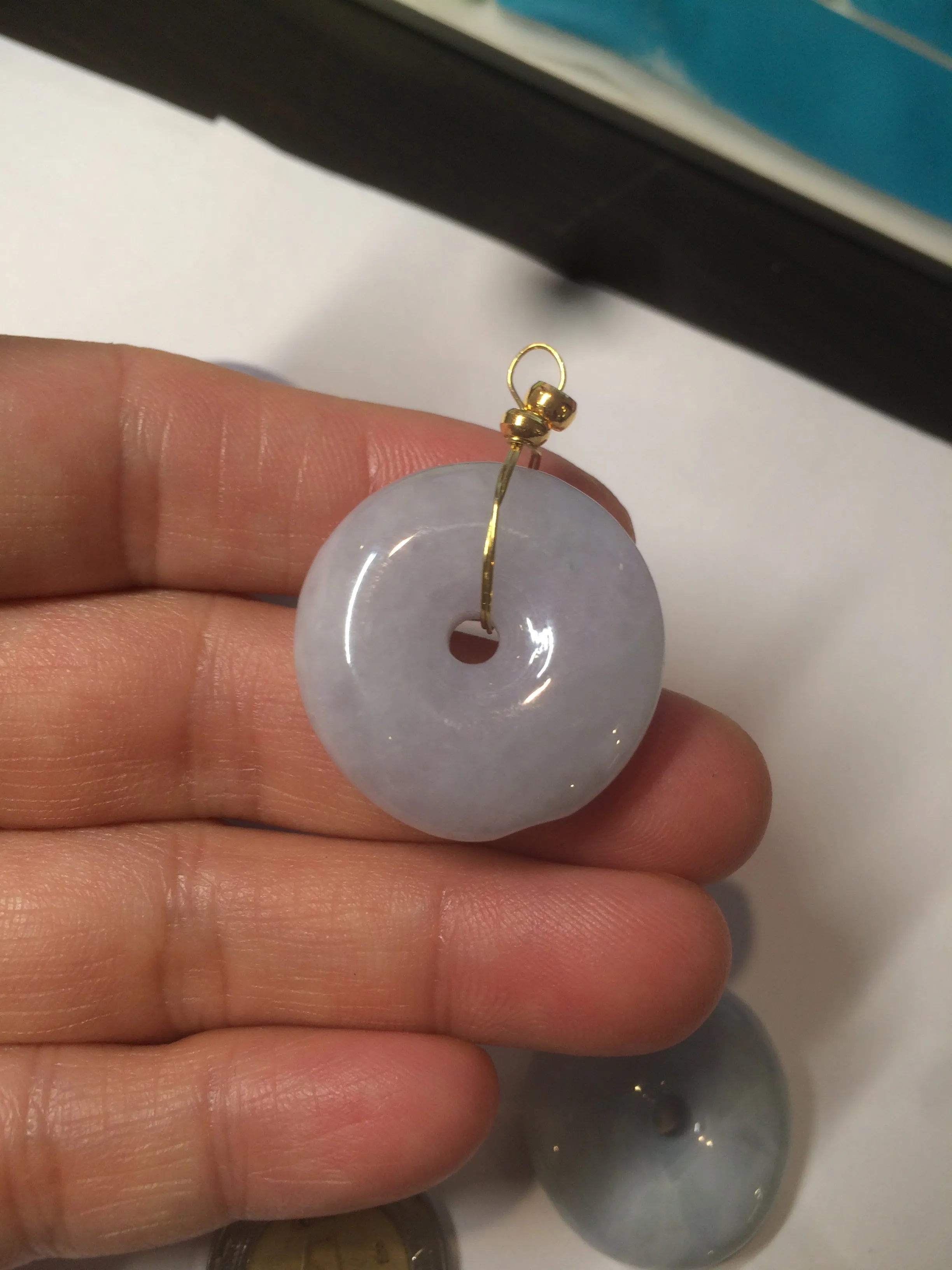 100% natural type A purple/gray/green jadeite jade safety donut pendant necklace AF25