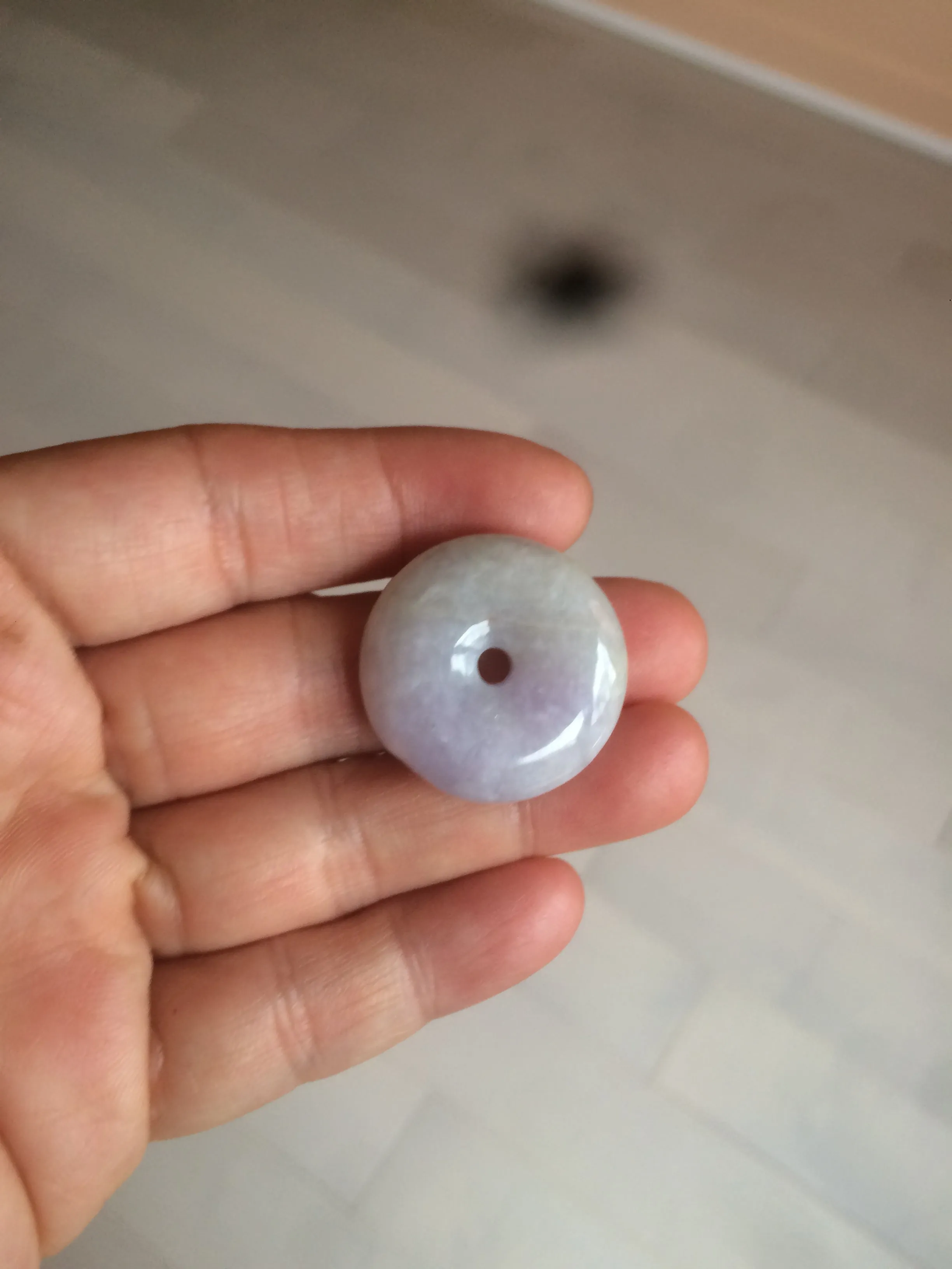 100% natural type A purple/gray/green jadeite jade safety donut pendant necklace AF25