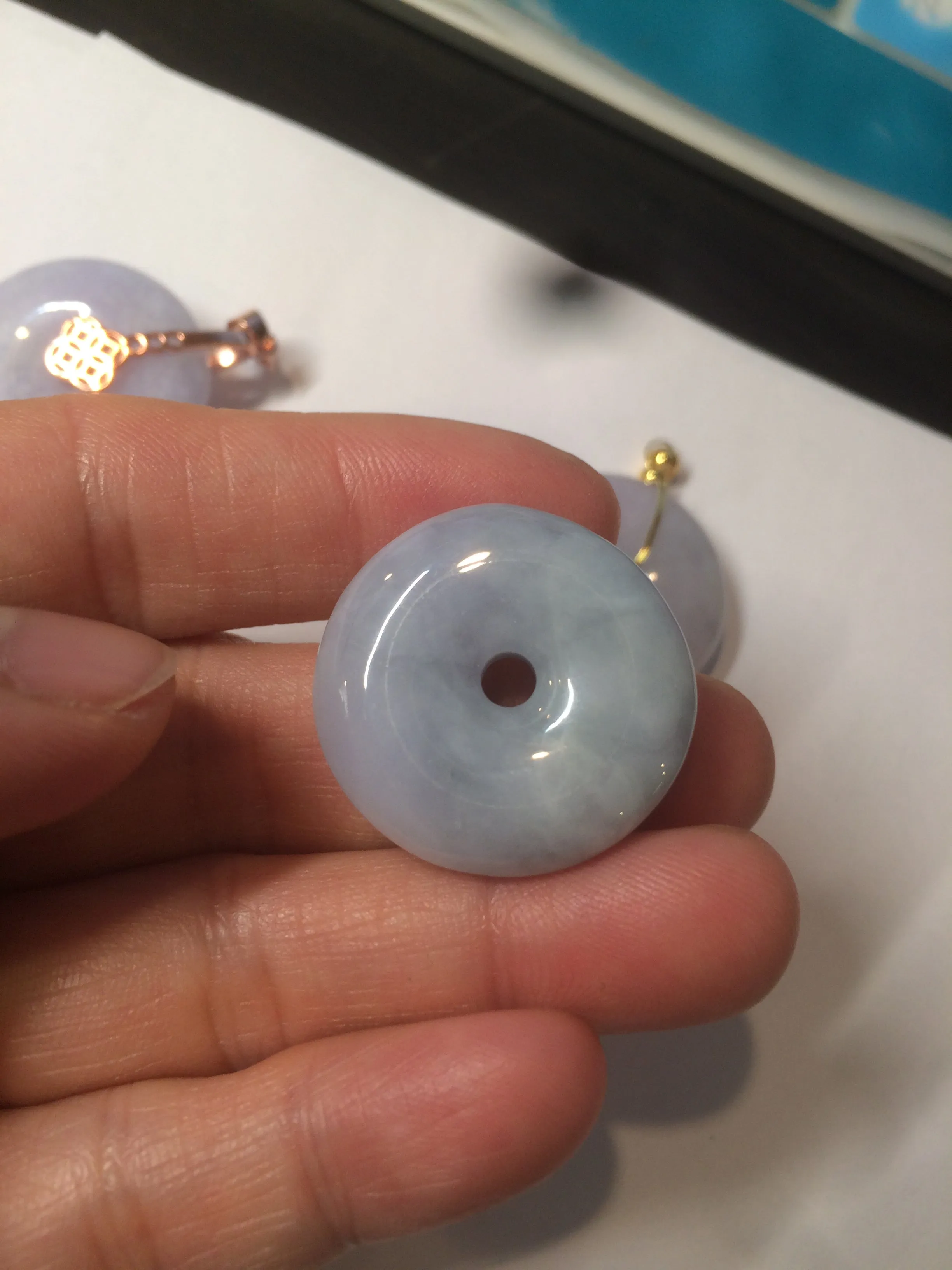 100% natural type A purple/gray/green jadeite jade safety donut pendant necklace AF25