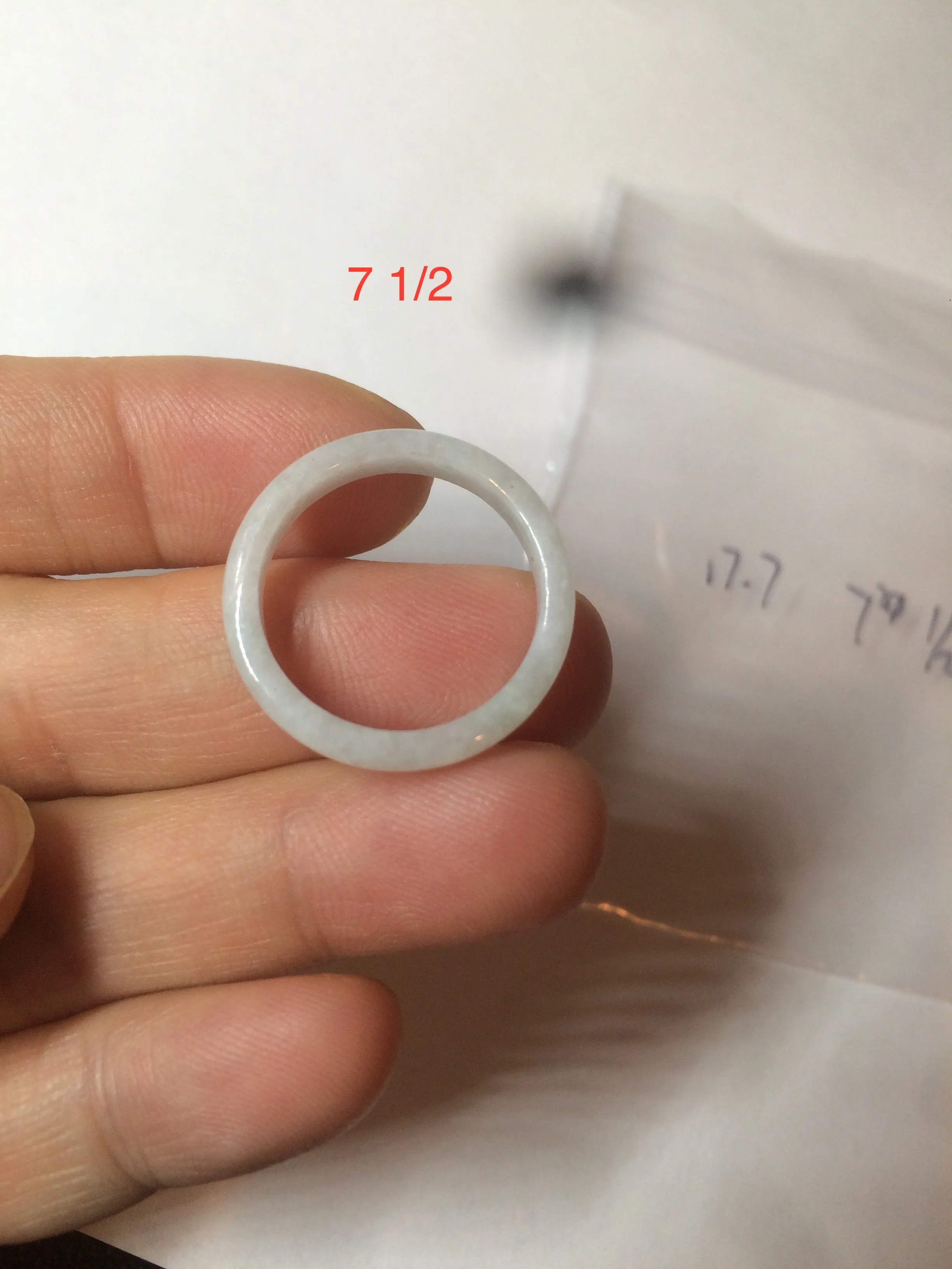 100% natural type A white slim jadeite jade band ring BF53