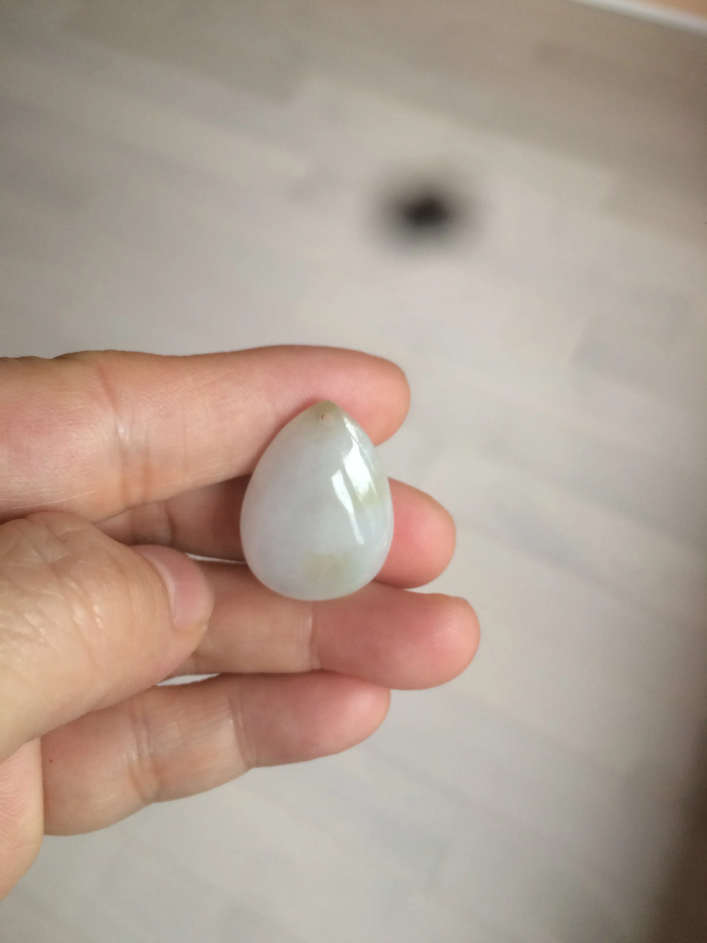 100% natural white type A jadeite jade water drop pendant AX36