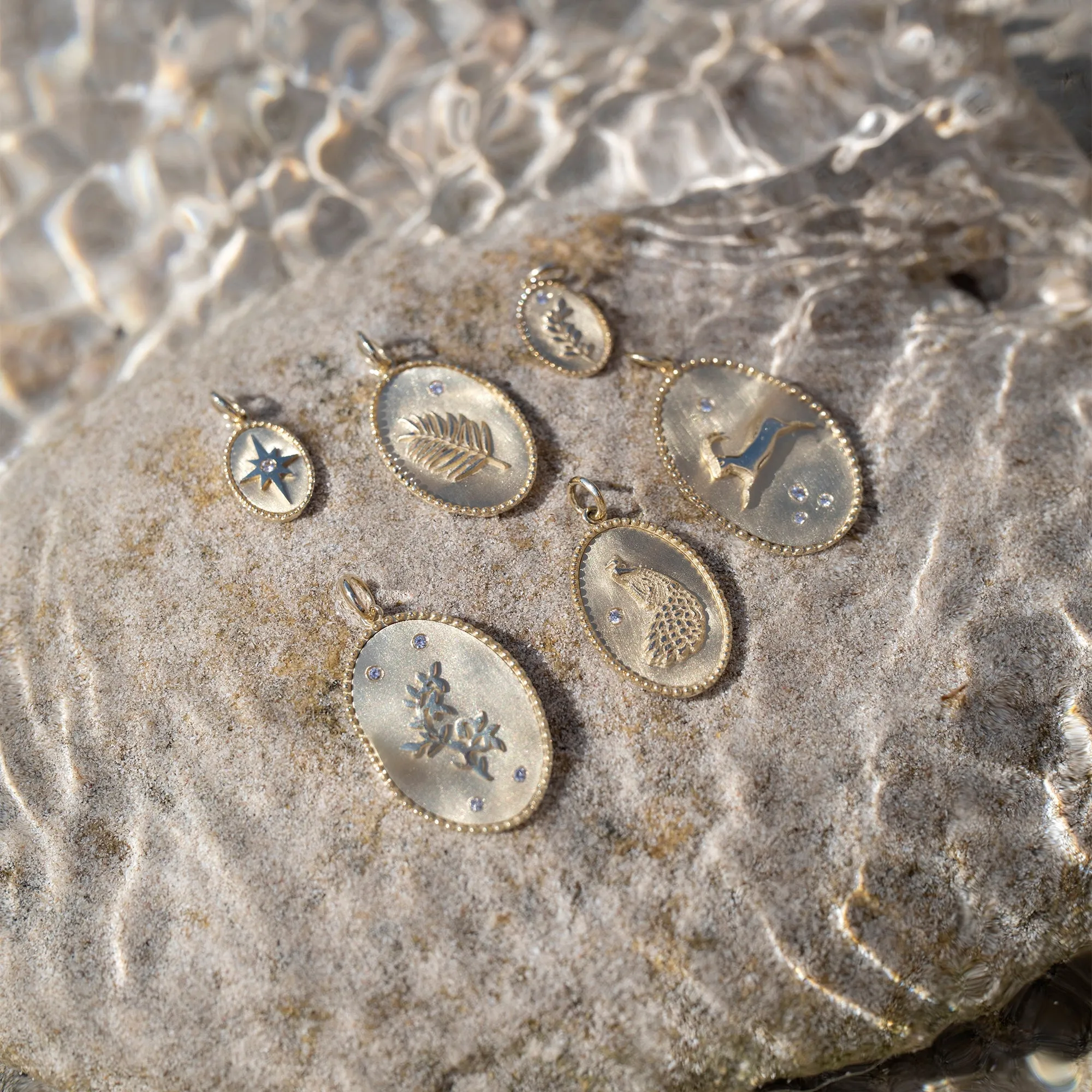 10K Gold Medium Protea Pendant with Diamond Detail