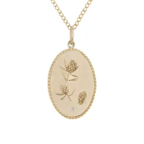 10K Gold Medium Protea Pendant with Diamond Detail