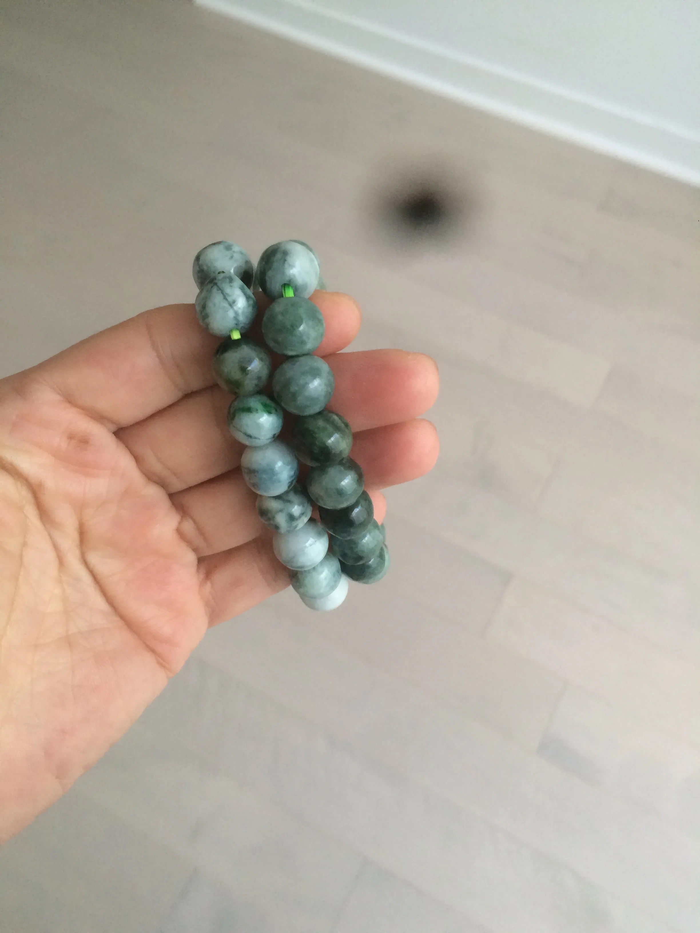 11.5mm 100% natural type A green/white jadeite jade beads bracelet group BK55