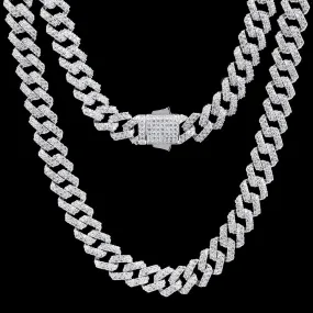 12mm Iced Prong Link Choker Cuban Chain in White Gold KRKC