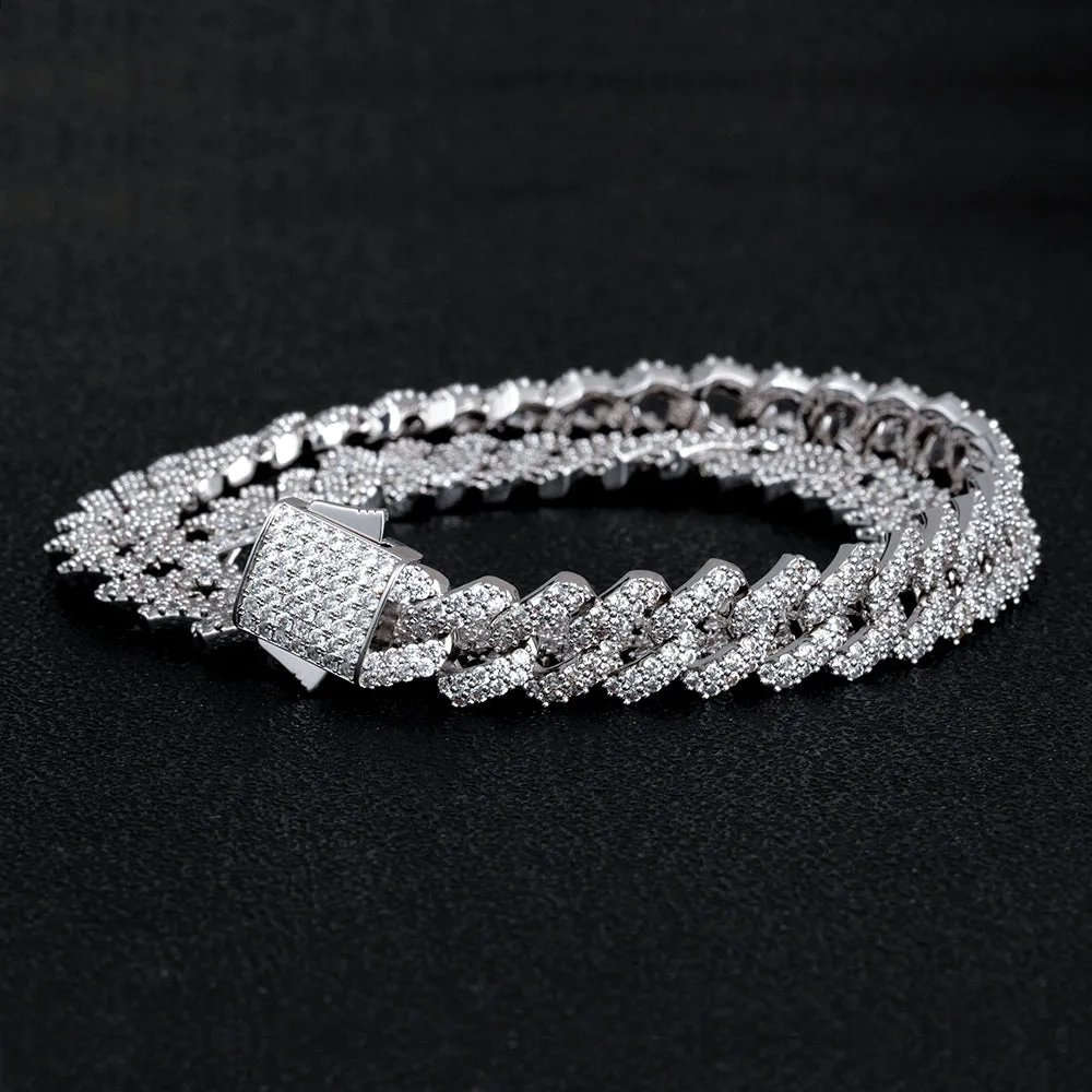 12mm Iced Prong Link Choker Cuban Chain in White Gold KRKC