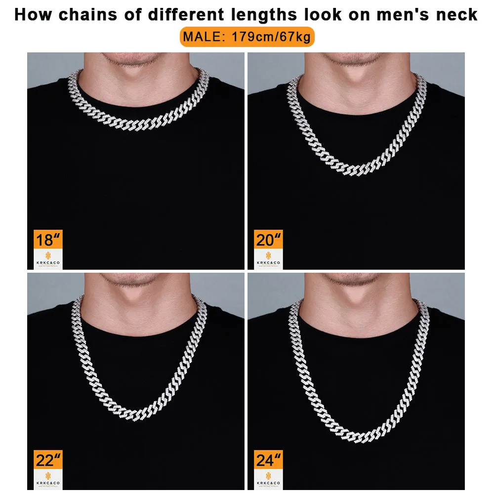 12mm Iced Prong Link Choker Cuban Chain in White Gold KRKC