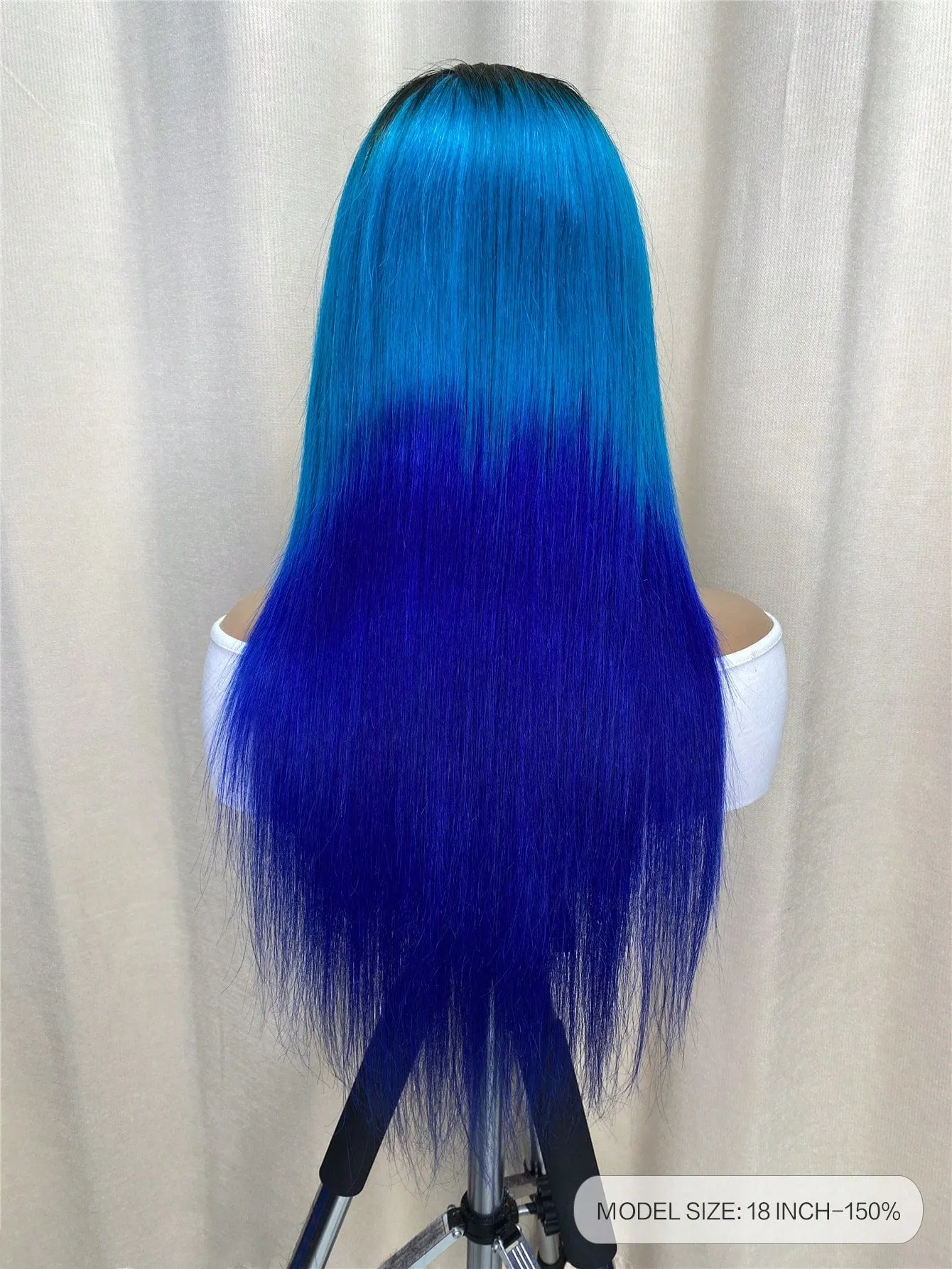 13 X 4 Ombre Blue Lace Front Straight Human Hair Wig