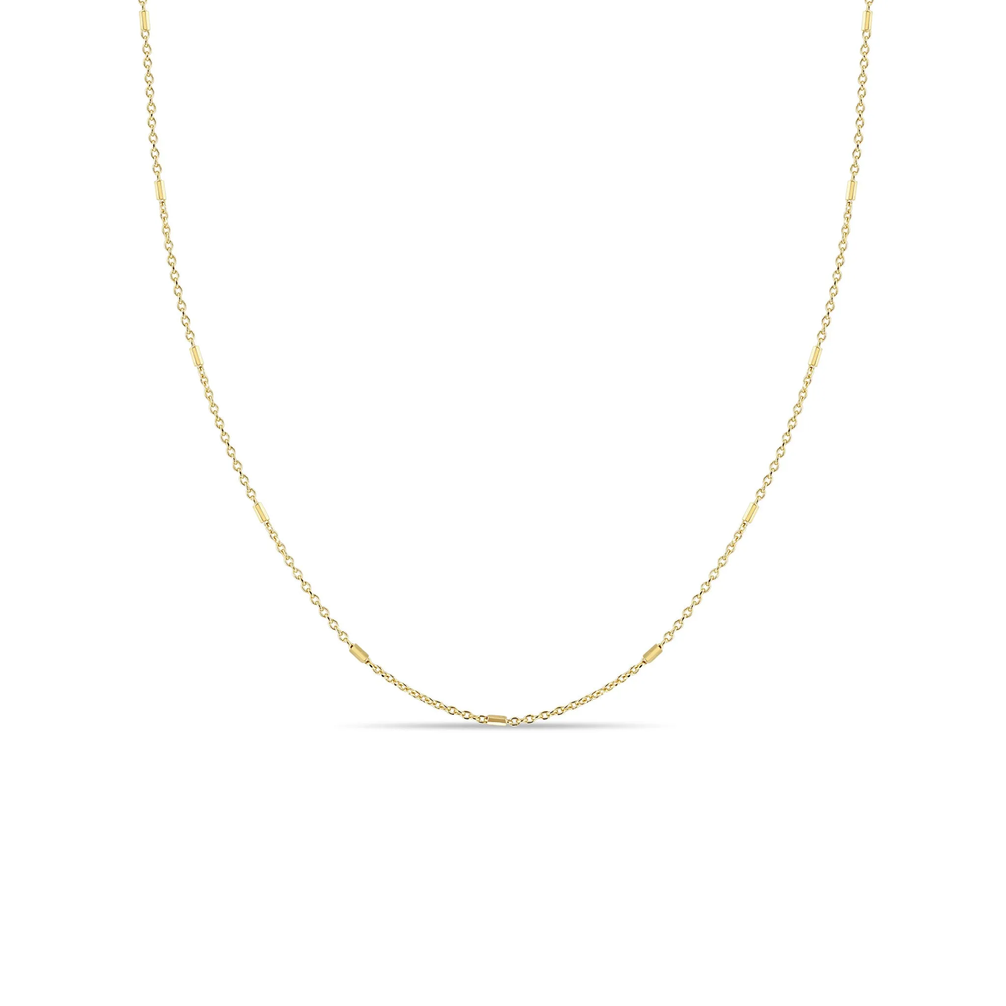 14k Tiny Bar and Cable Chain Necklace