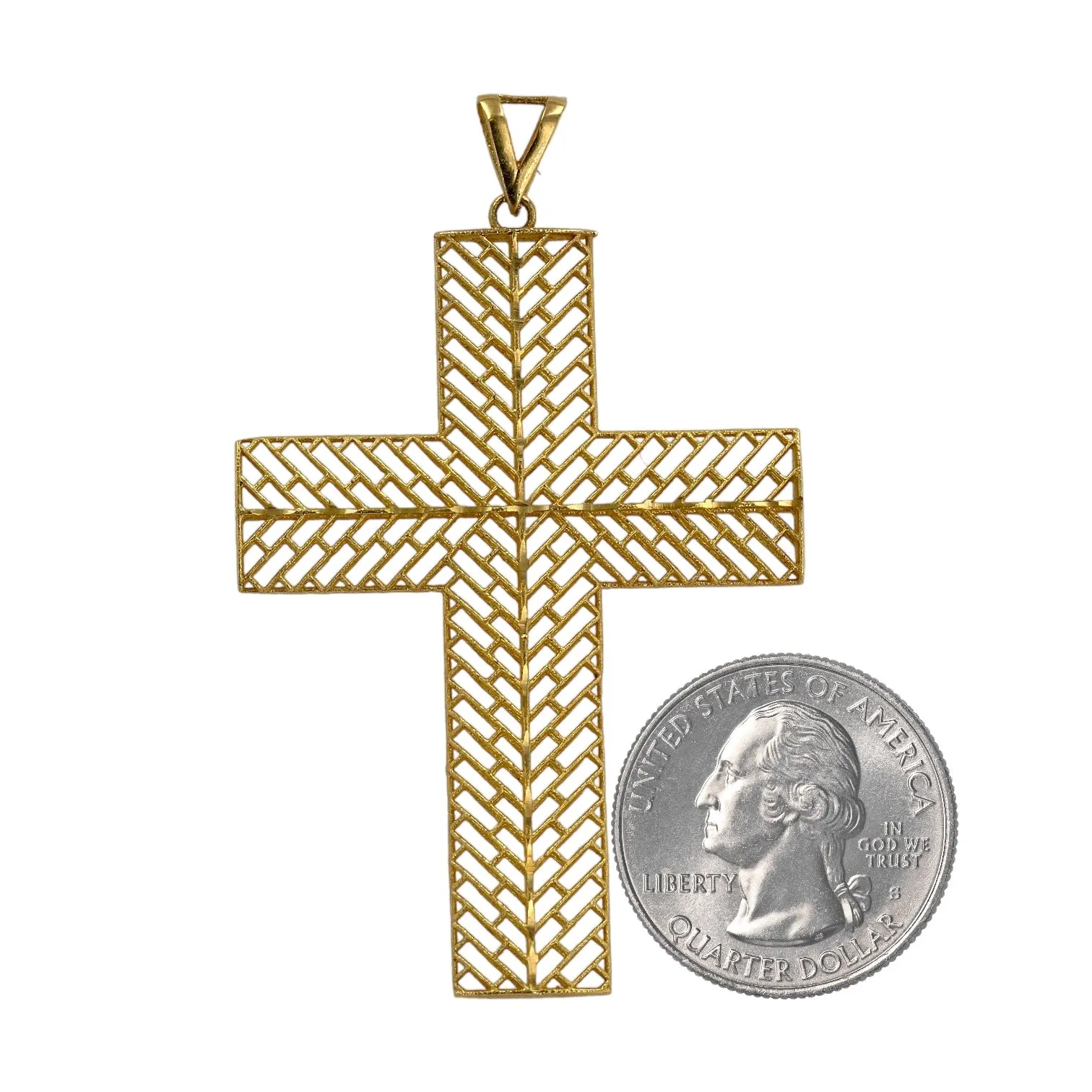 14k Yellow gold filigrana cross pendant-206973