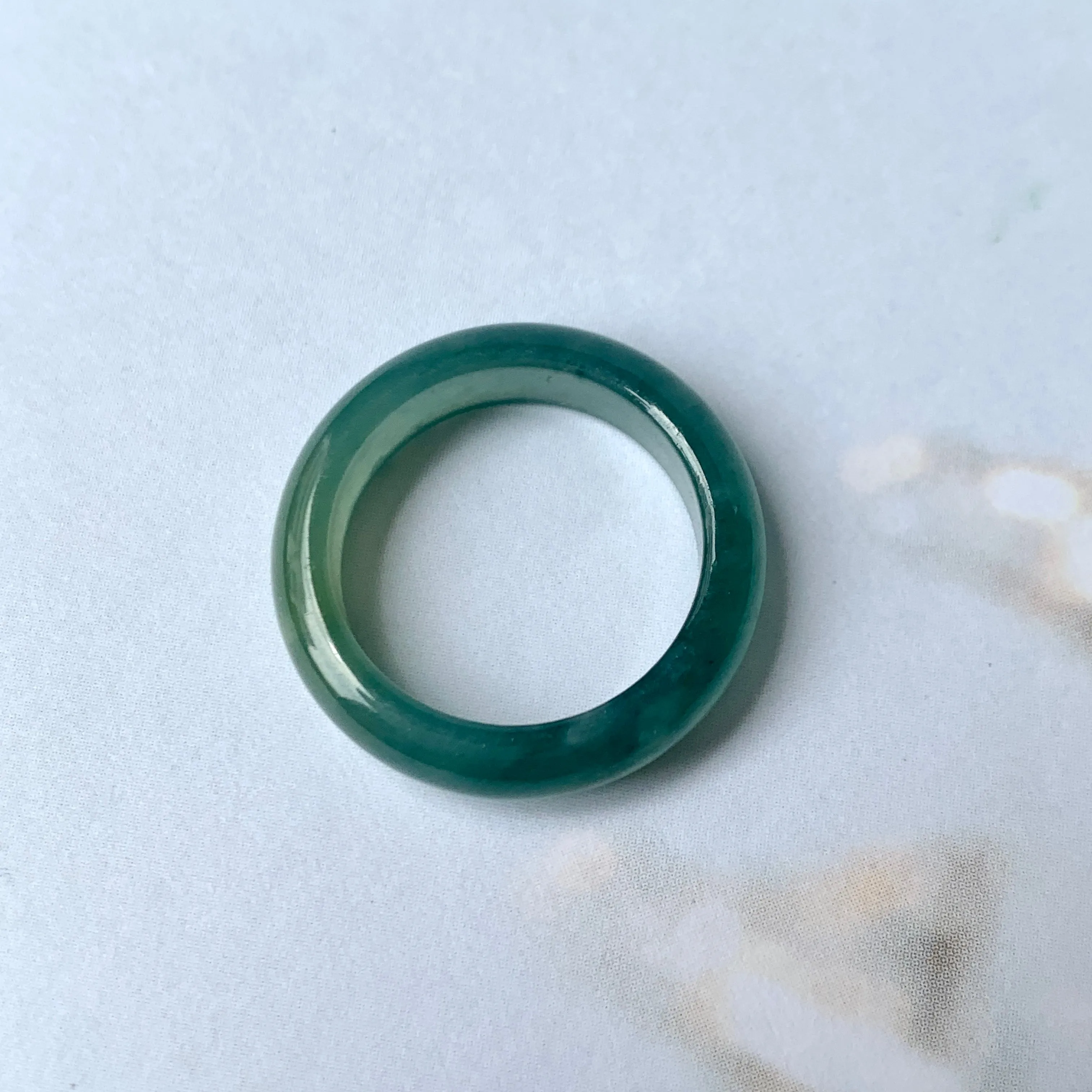 17mm A-Grade Natural Bluish Green Jadeite Abacus Ring Band No.161502