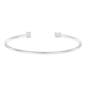 18 Karat .50ct Emerald Cut Cuff Bangle Bracelet